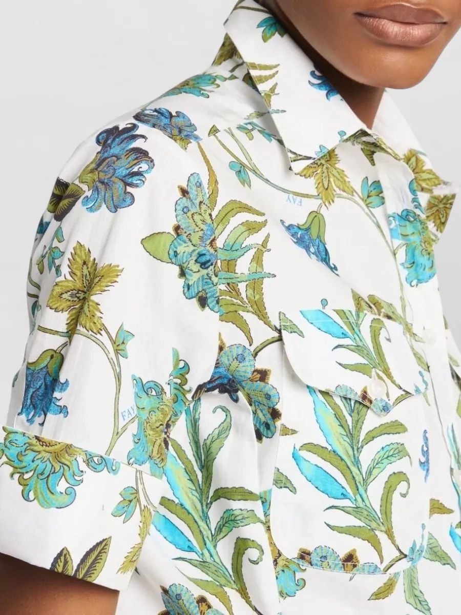 Fay Cotton Shirt Short Sleeves Floral Pattern