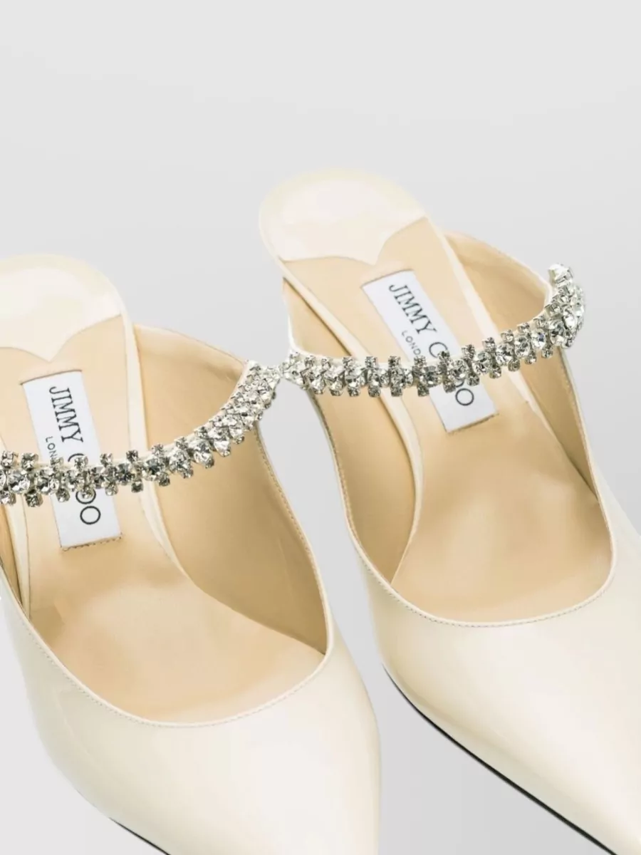 Jimmy Choo Leather Crystal-Embellished Mules