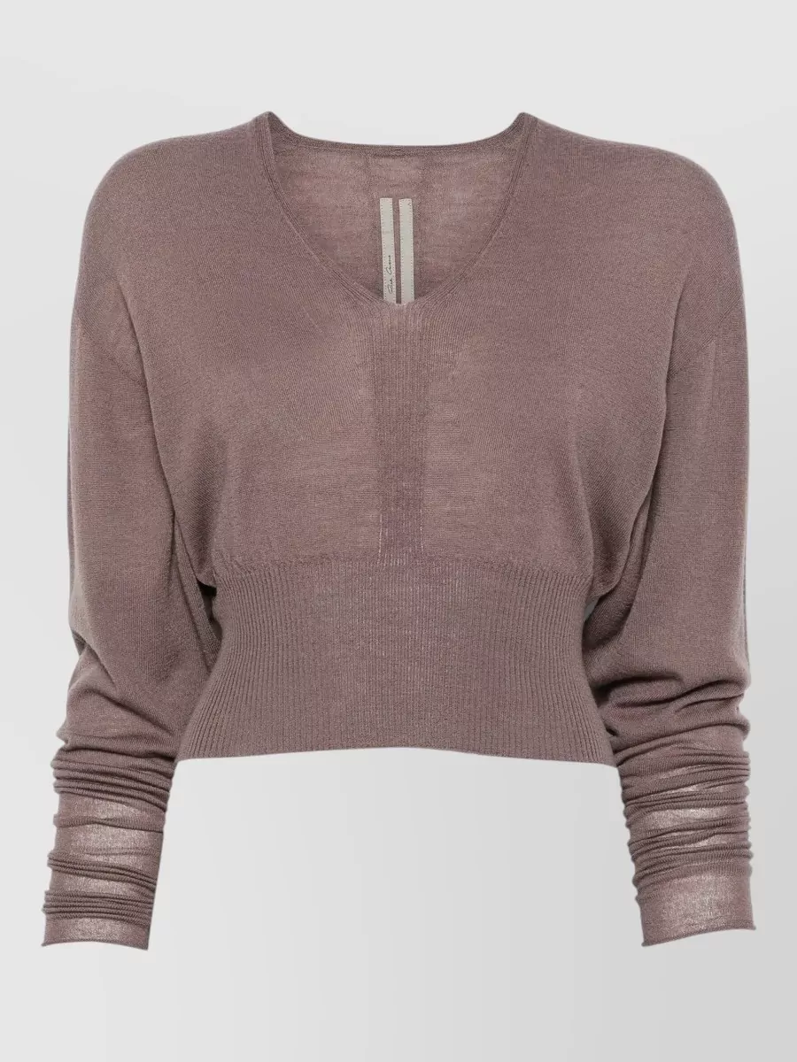 Rick Owens virgin wool v-neck cropped jumper