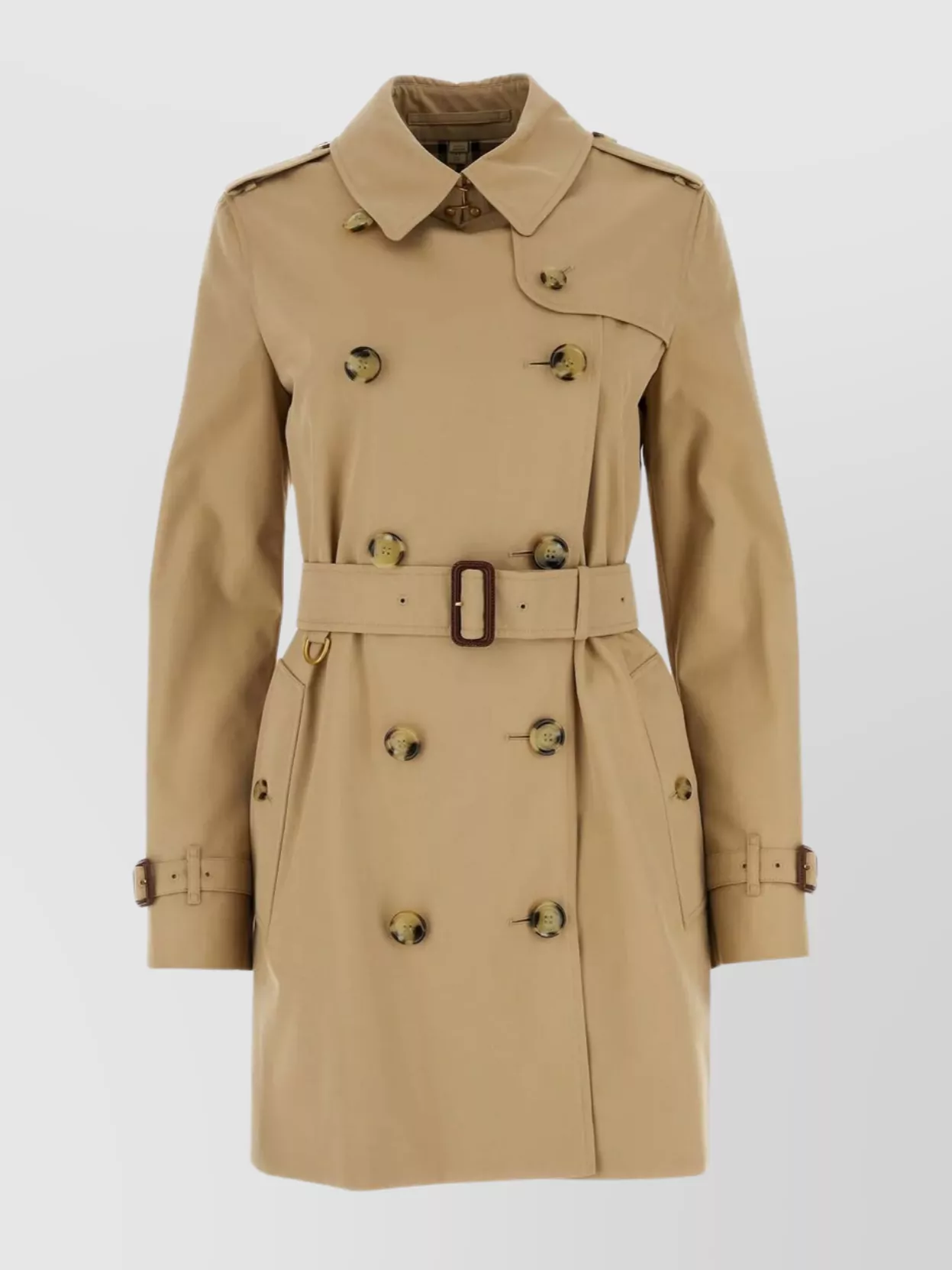 Shop Burberry Streamlined Trench With Back Slit And Waist Belt In Cream