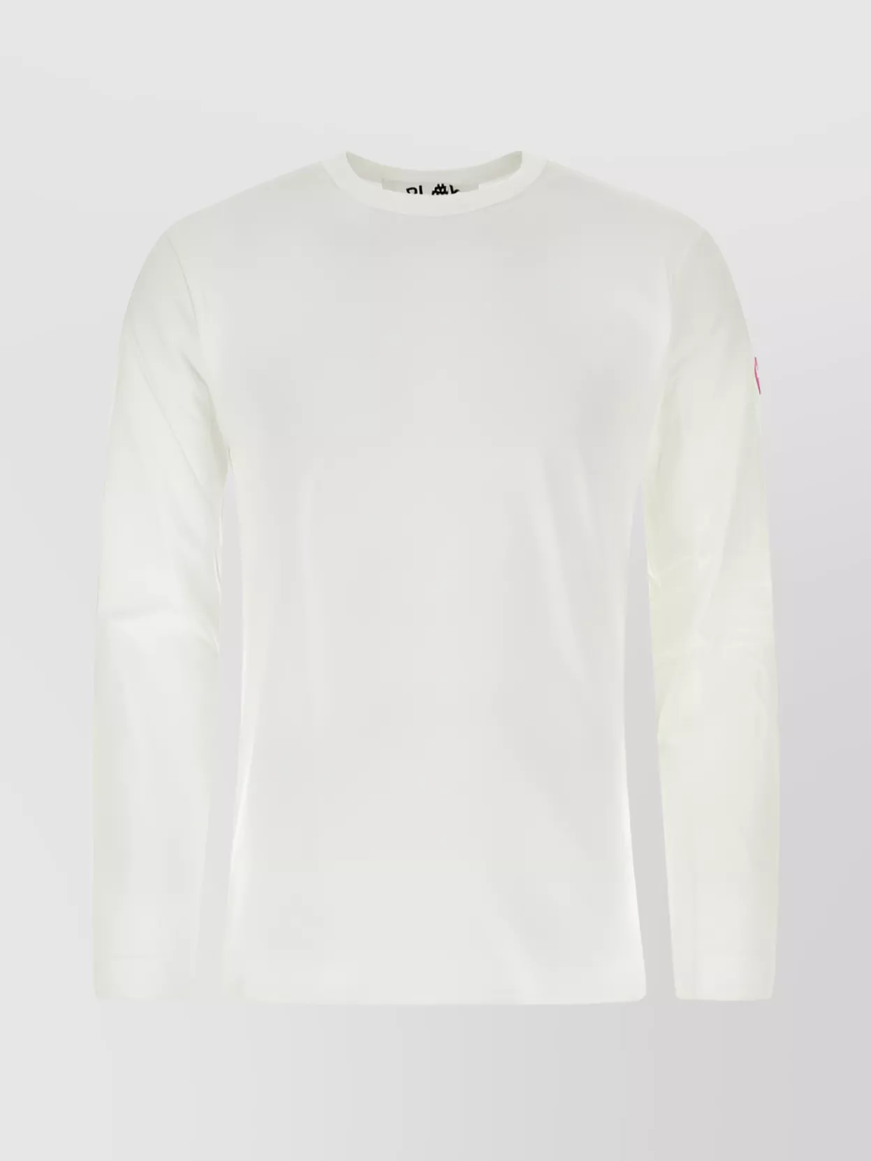 Shop Comme Des Garçons Play Ribbed Crew Neck Long Sleeve T-shirt Staple In White