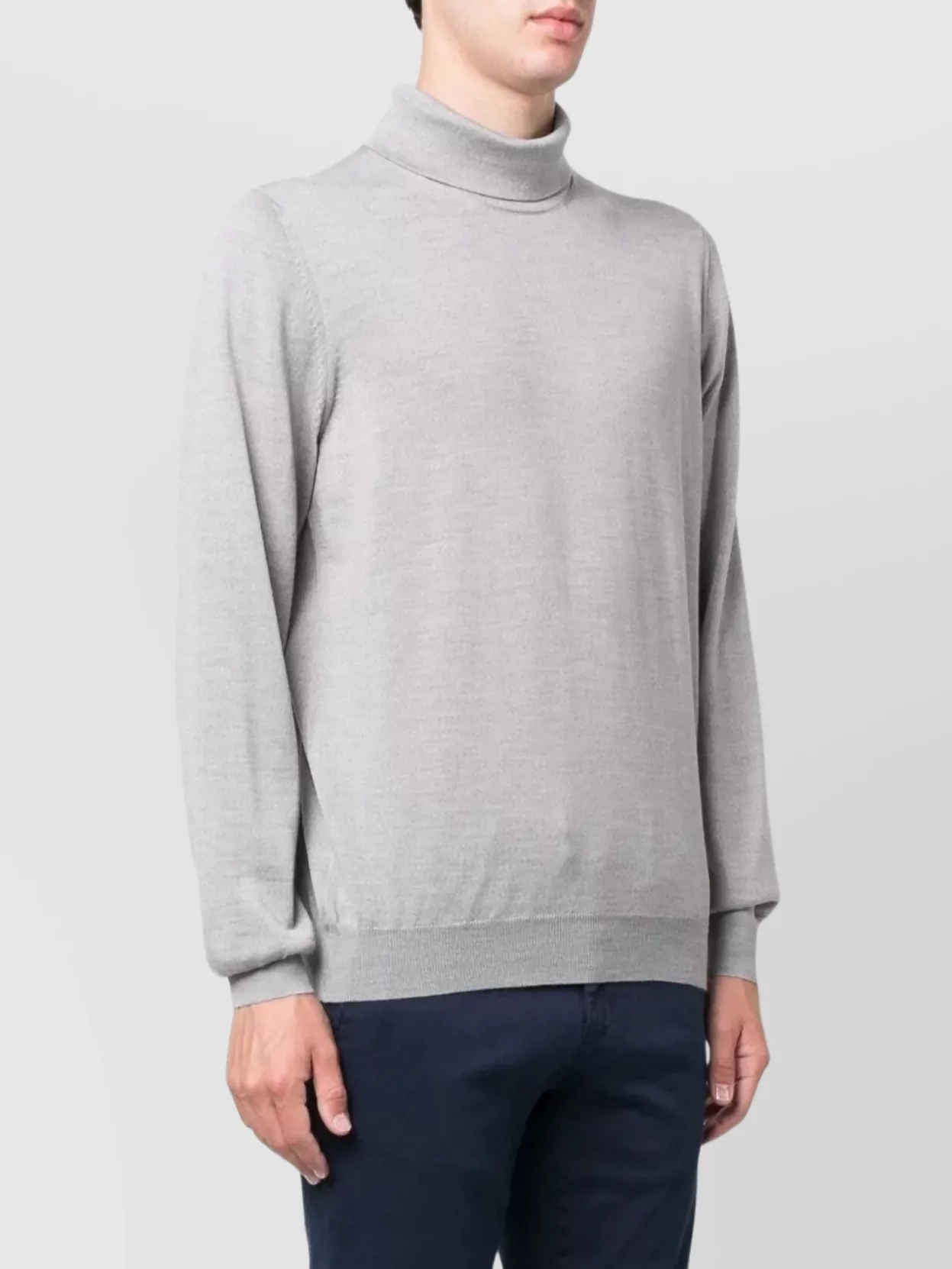 Lardini Turtleneck Sweater With Ribbed Cuffs And Hem