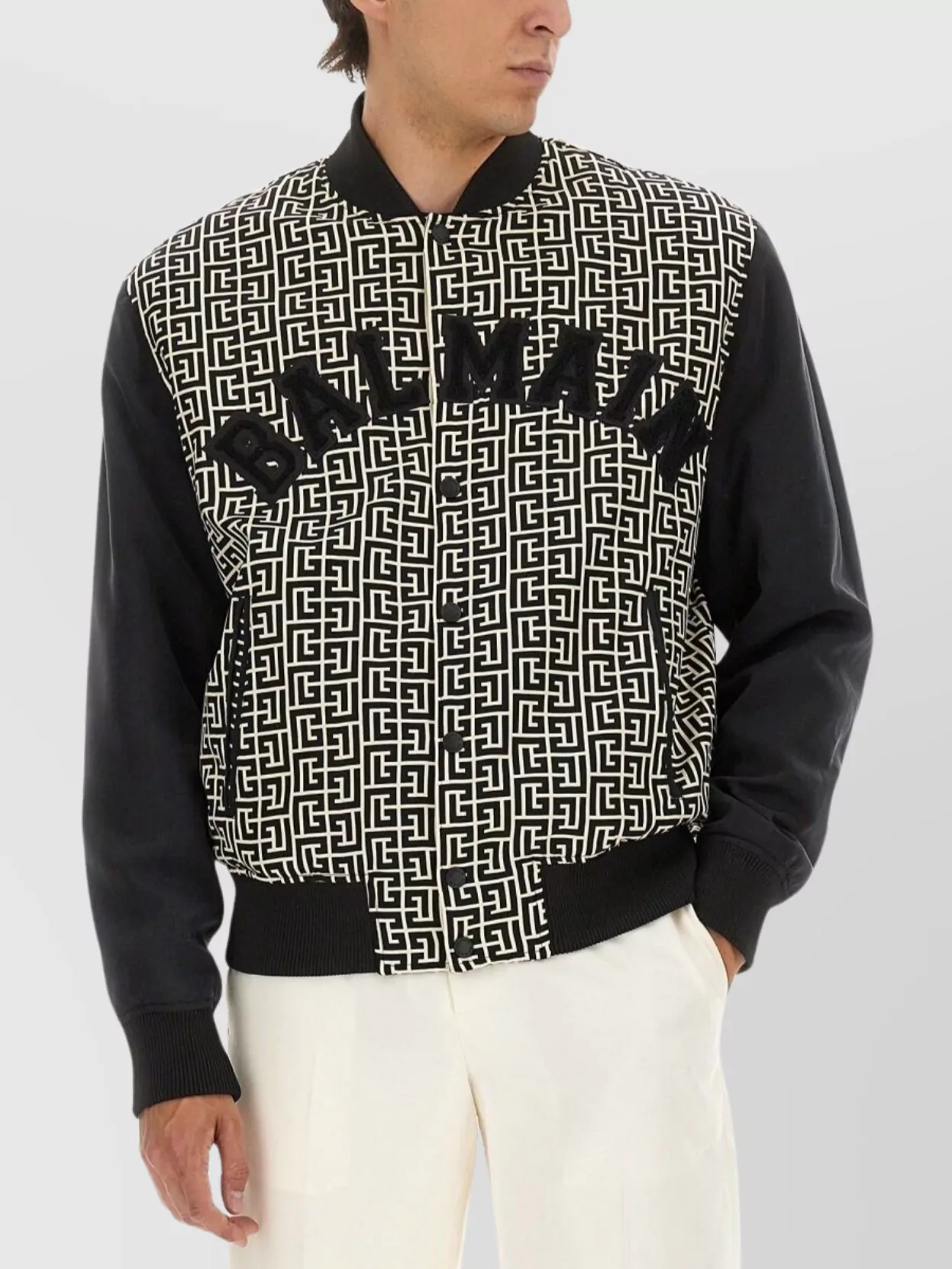 Balmain Ribbed Cuffs And Hem Contrast Sleeves Jacket