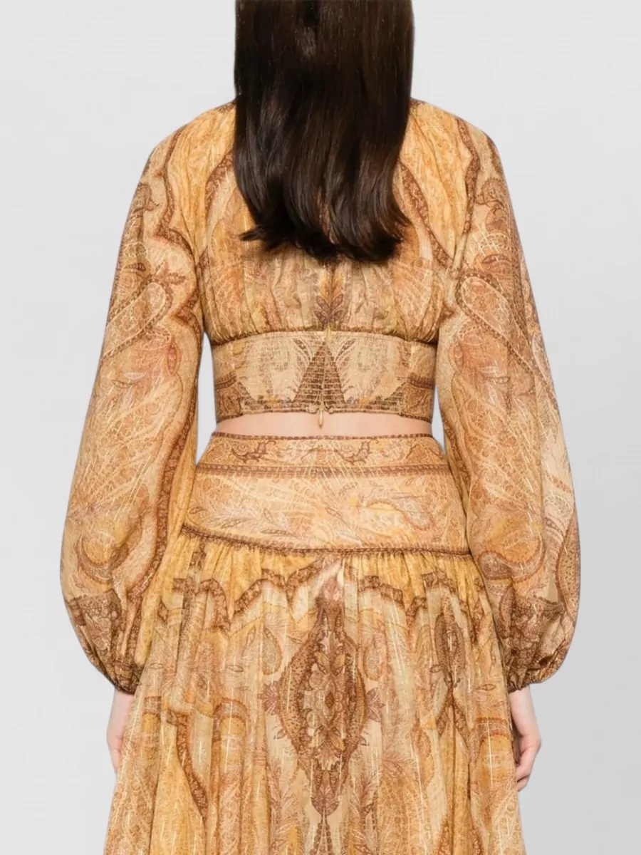 Zimmermann Wanderlust Paisley Cropped Silk Cotton Top
