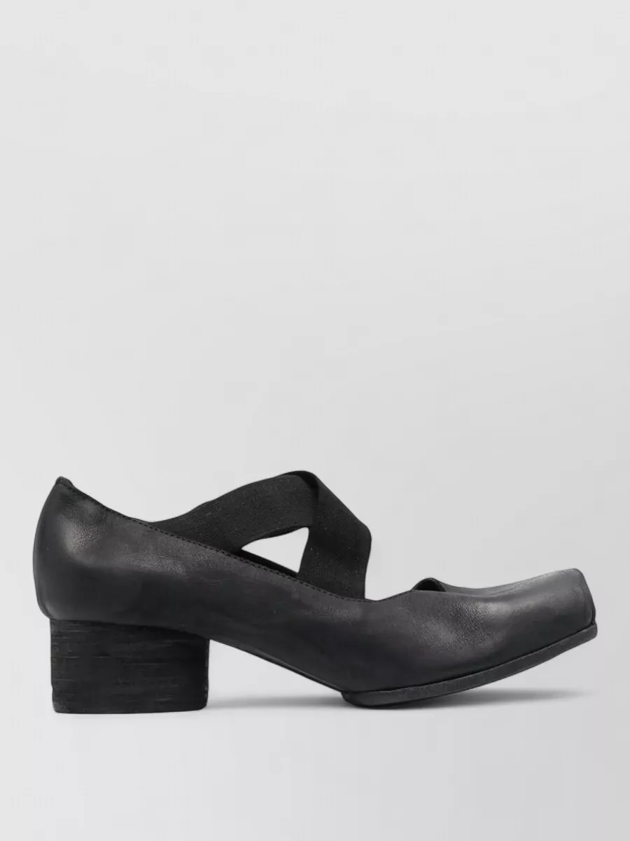 Uma Wang Leather Square-Toe Block-Heel Pumps