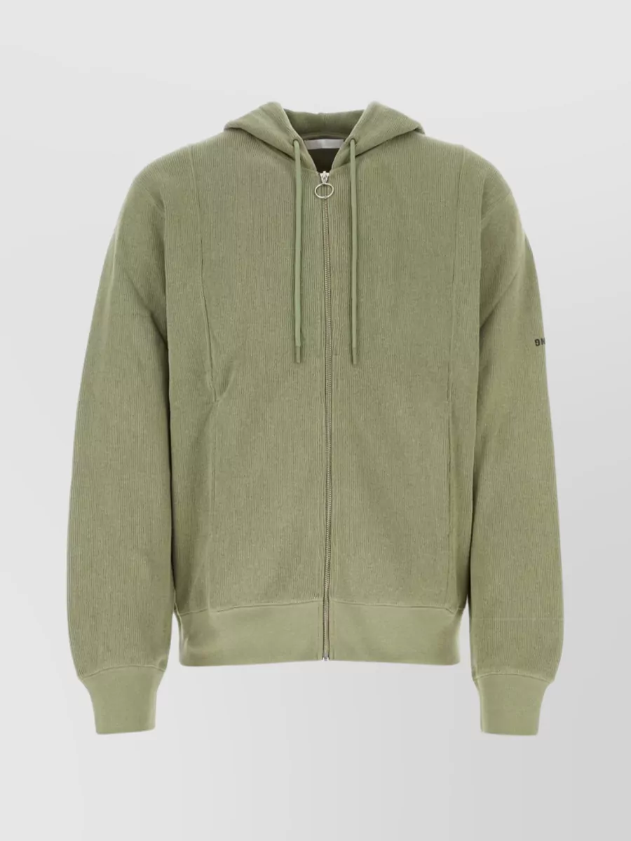 Shop Helmut Lang Drawstring Hooded Cotton Blend Sweatshirt In Brown
