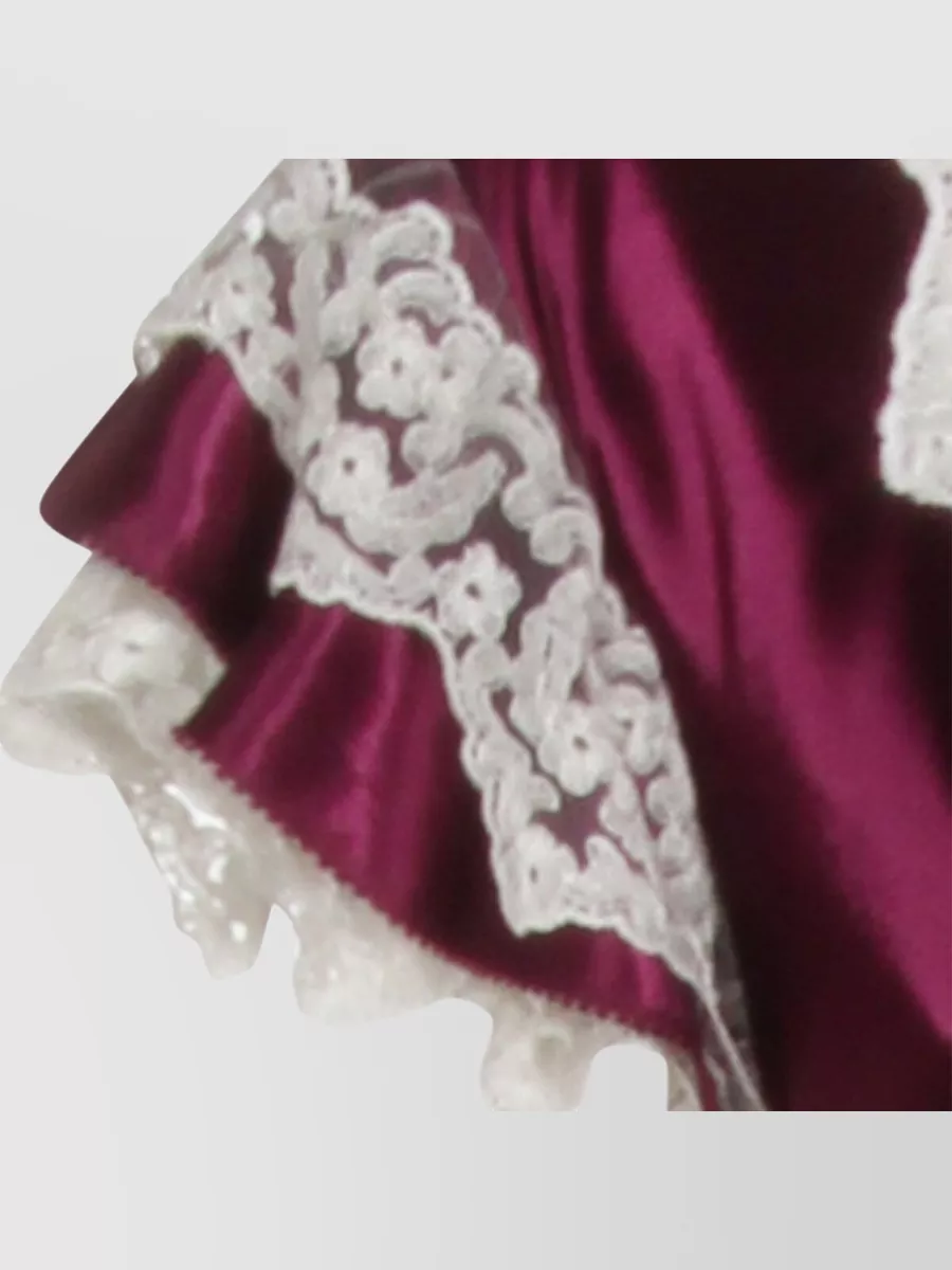 Alberta Ferretti Cap Sleeves Satin Lace Floor Length Dress