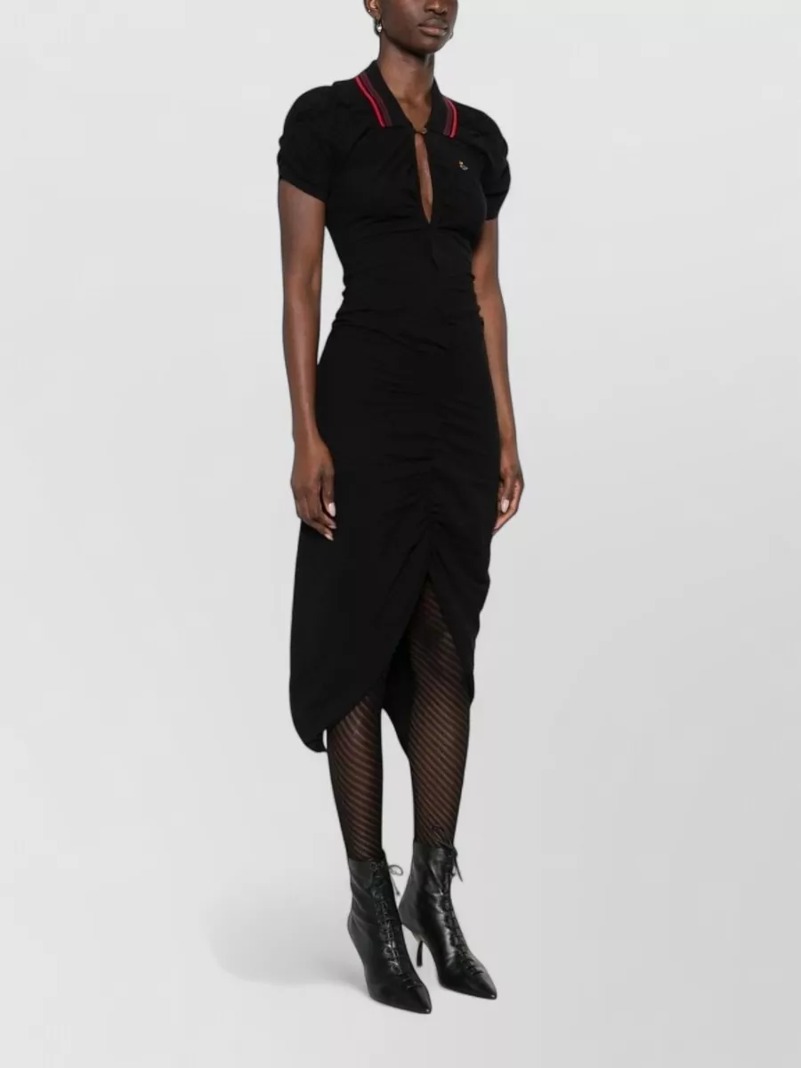 Vivienne Westwood Cotton V-Neck Asymmetric Ruffled Midi Dress