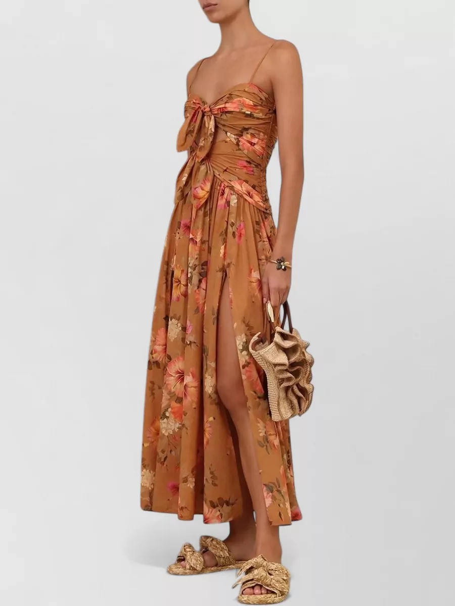 Zimmermann Cotton Cutout Tie Front Midi Dress