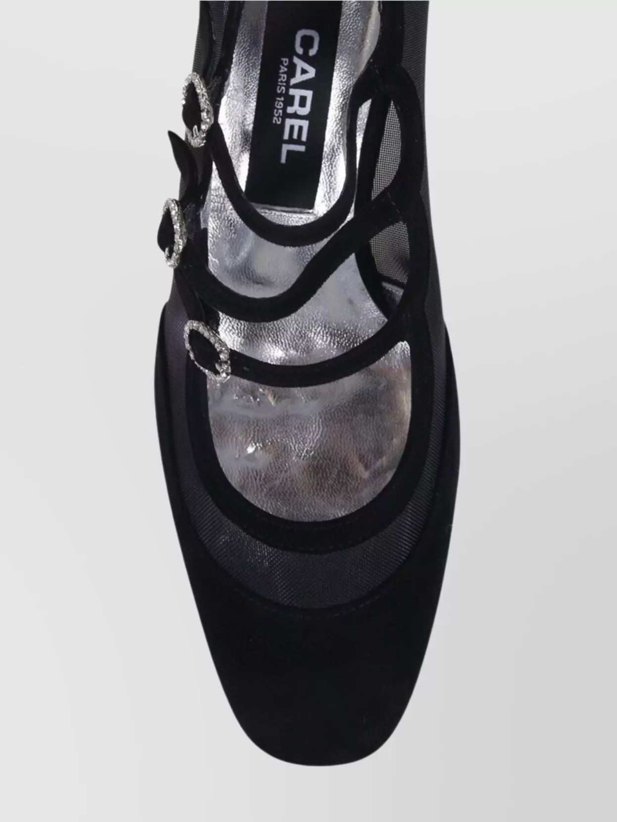 Carel Triple Strap Mesh Panel Square Toe Pump