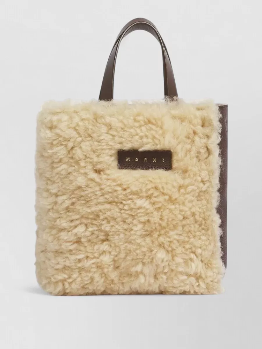 Marni museo mini lamb fur tote bag