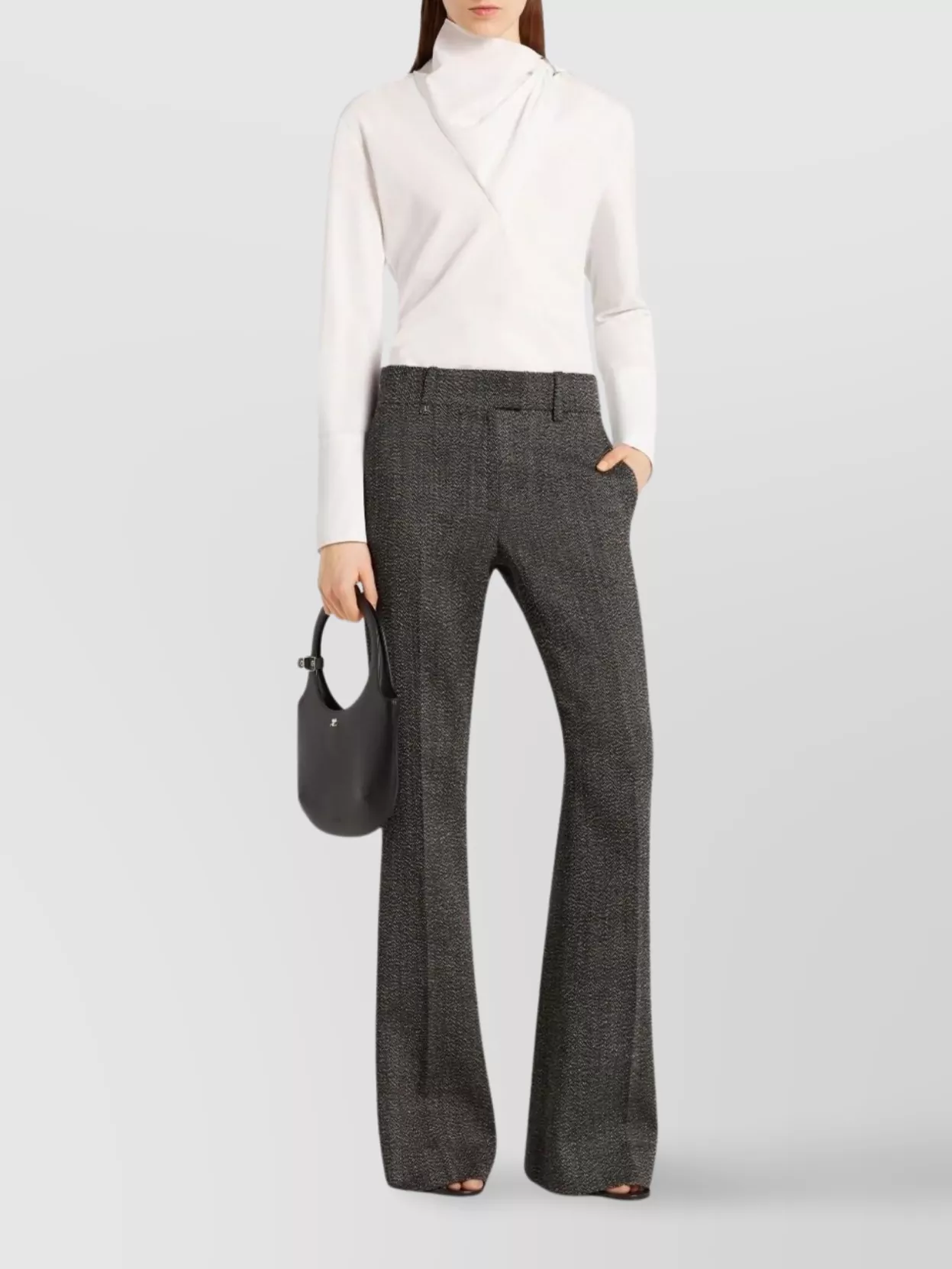 Courrèges Asymmetric Long Sleeve Draped Top In White