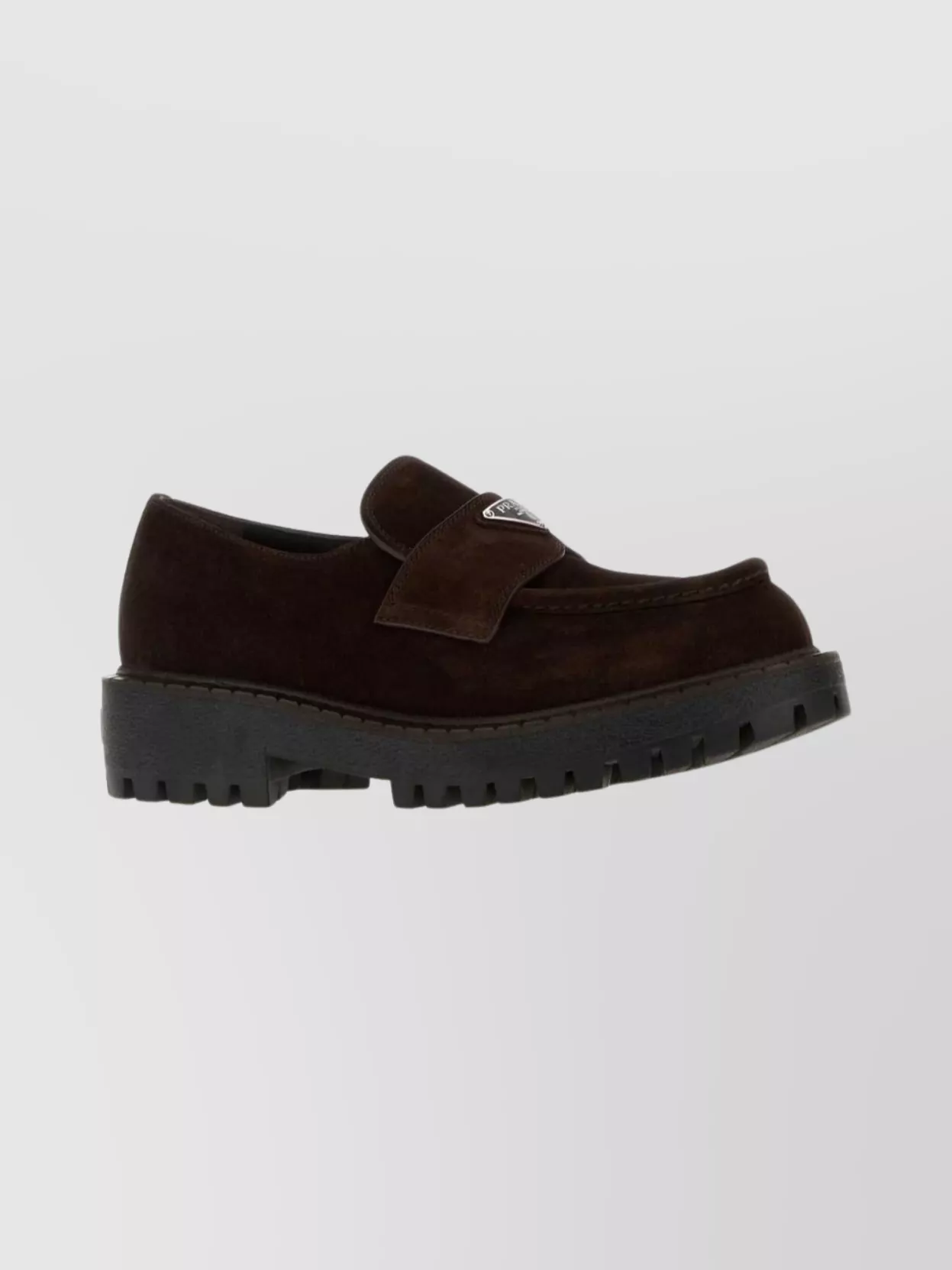 Prada Suede Loafers With Chunky Sole And Round Toe In Brown