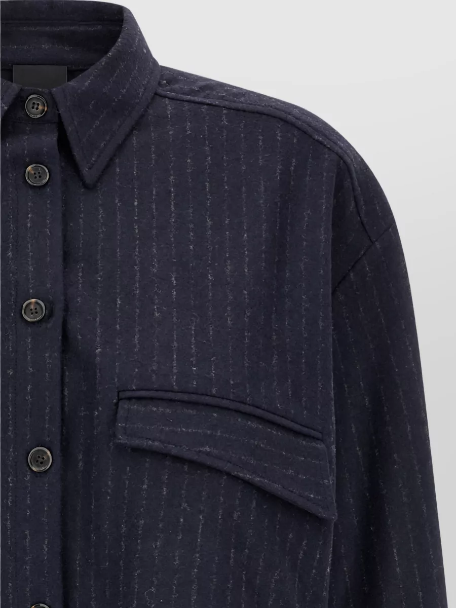 Pinko Pinstripe Cropped Shirt Jacket