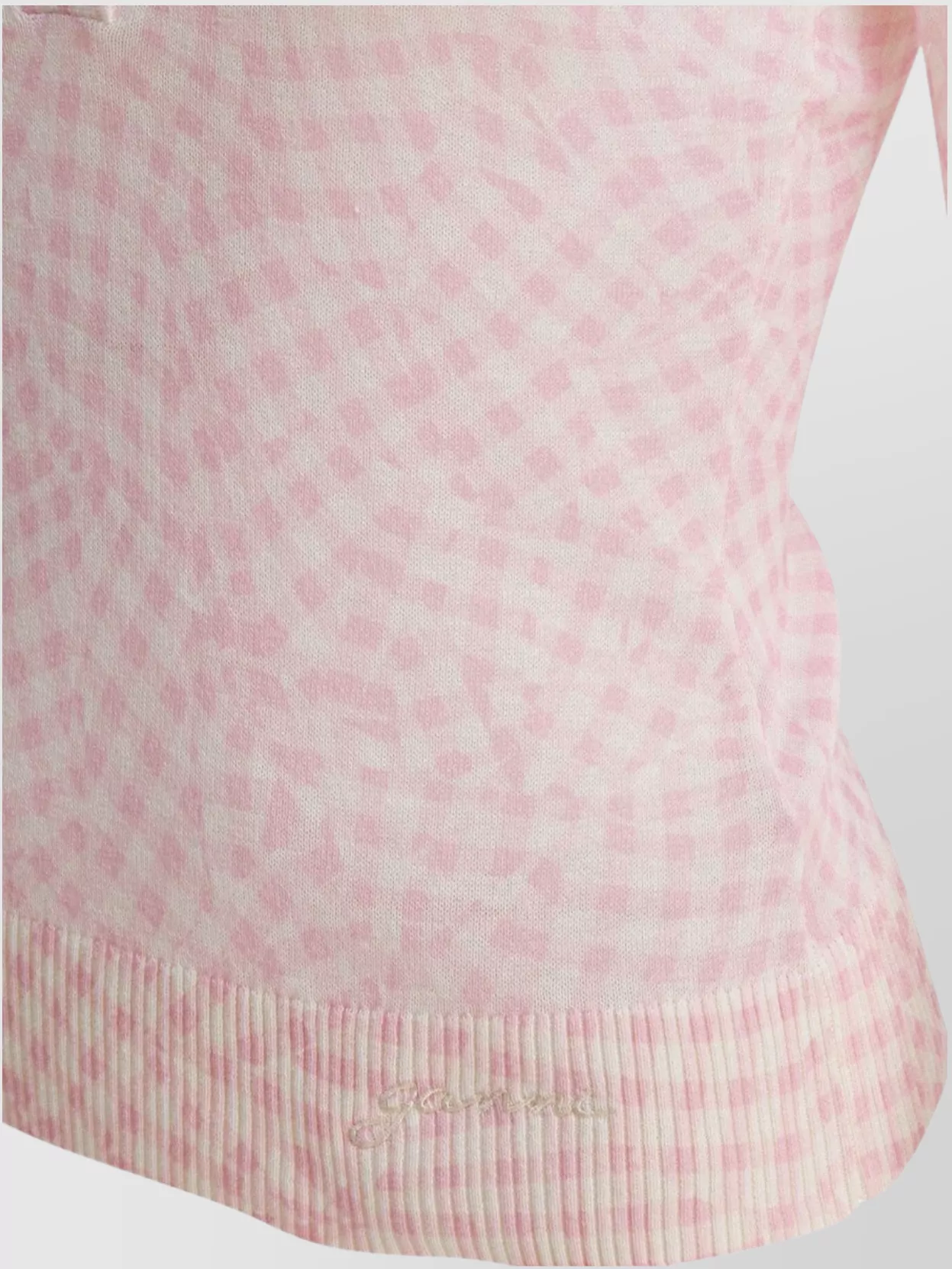 Ganni Checkered Pattern Ribbed Hem Short Sleeves Polo