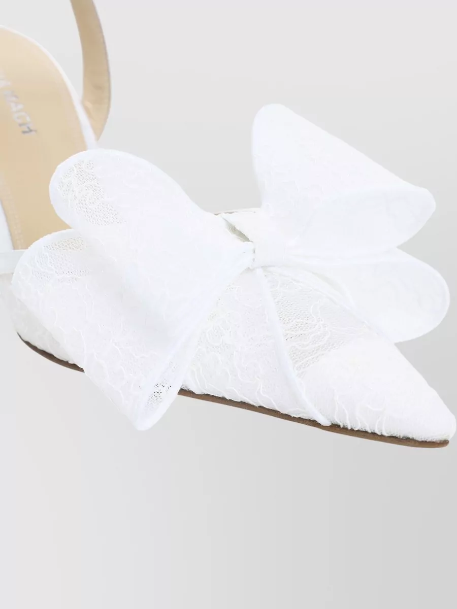Mach & Mach Lace Slingback Pumps Bow Detail Stiletto