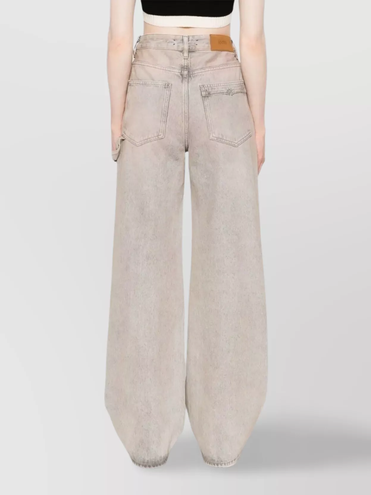 Amiri Wide-Leg Distressed Denim Trousers With Carpenter Style