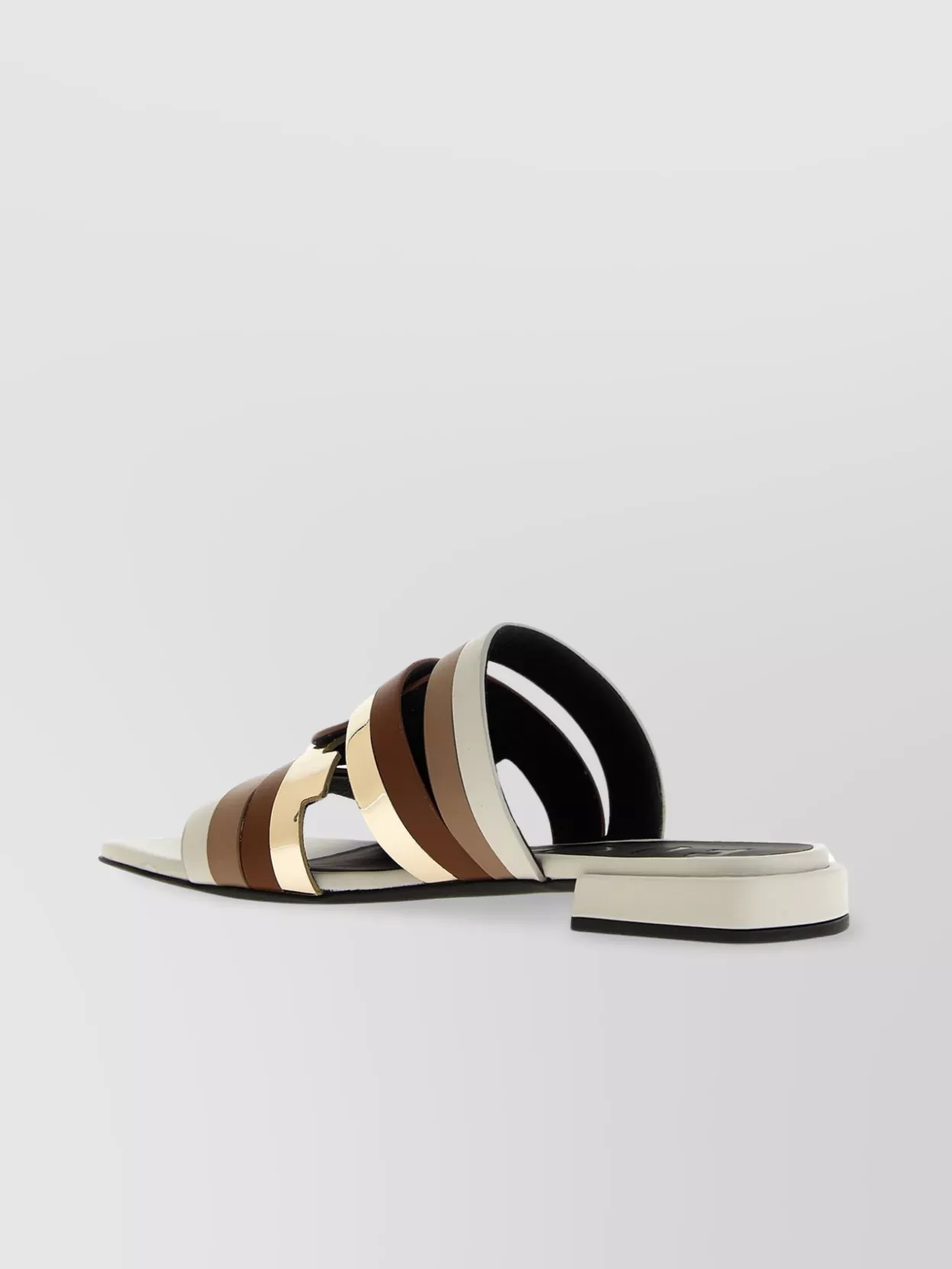 Shop Furla Square Toe Metallic Multi-strap Sandals