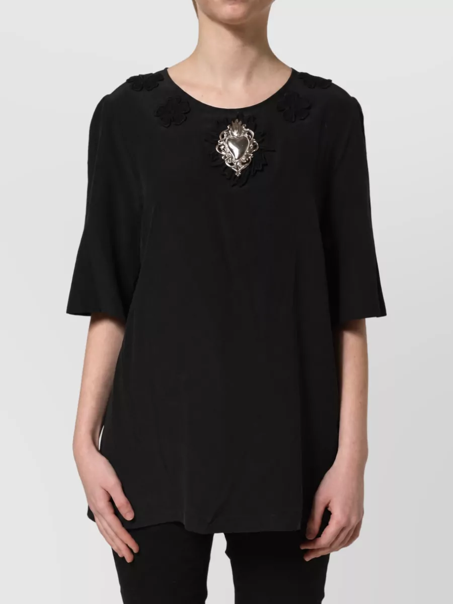 Dolce&Gabbana silk floral appliqué blouse