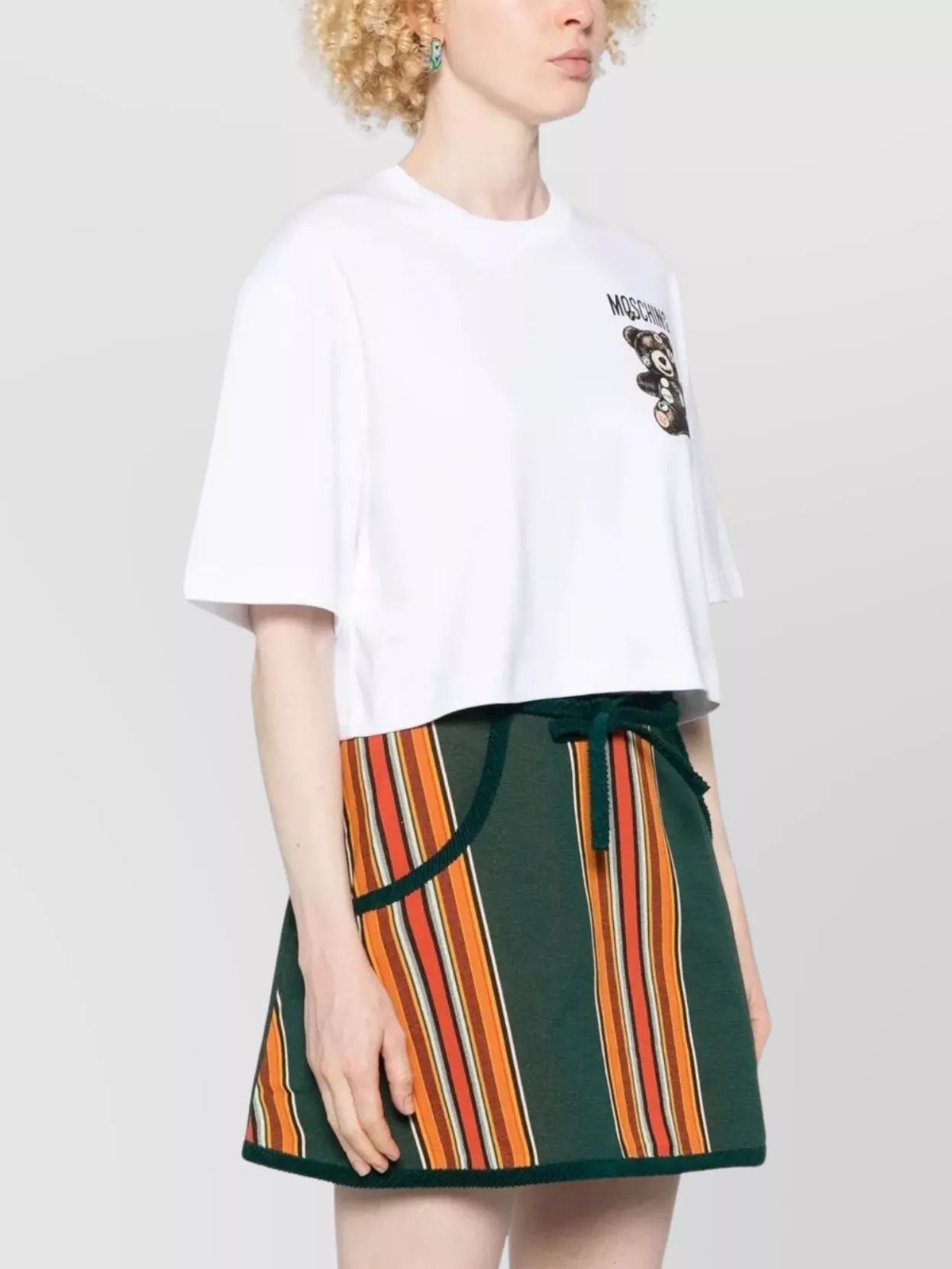 Moschino Cropped T-shirt With Playful Teddy Bear Design