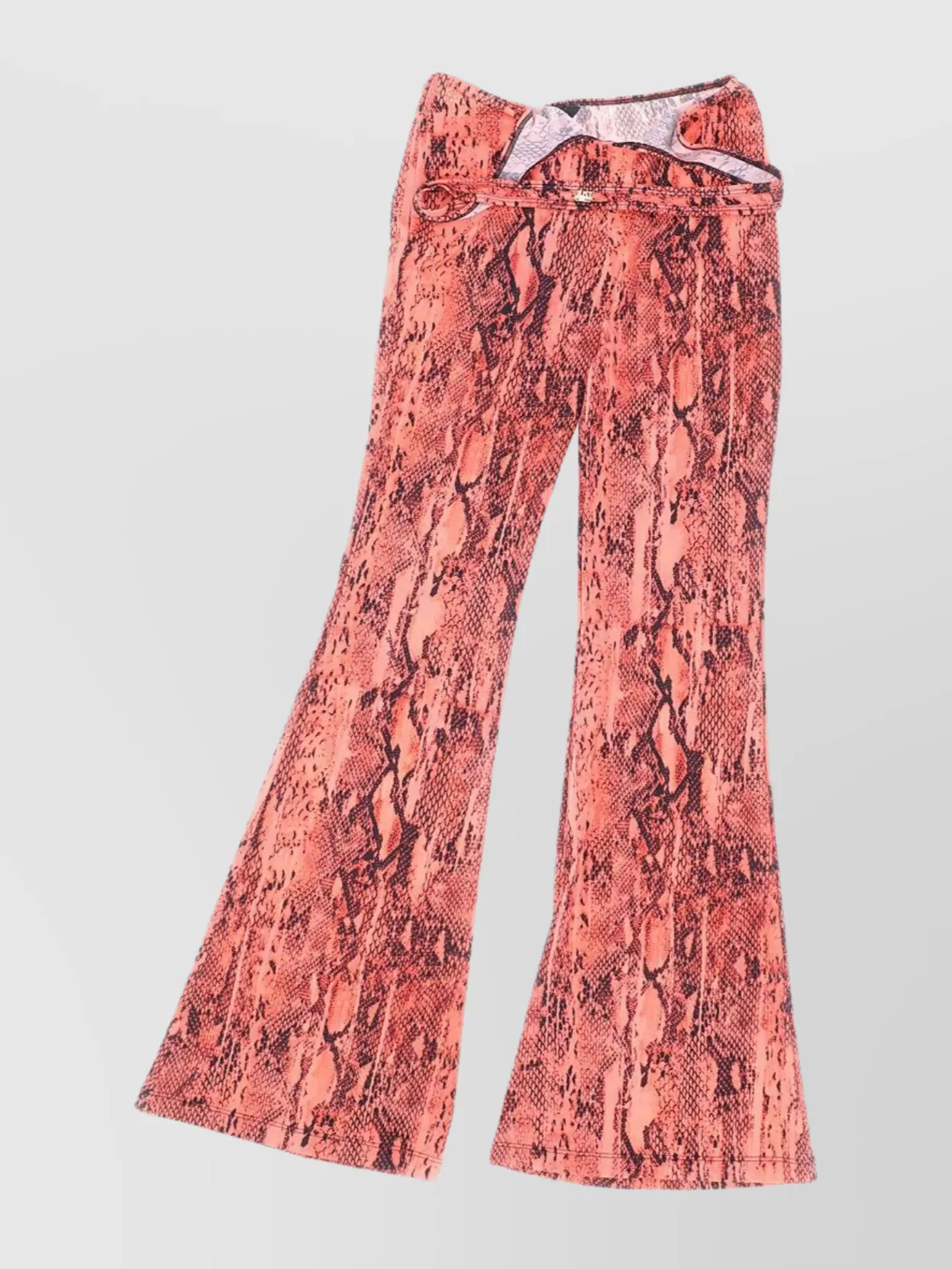 Just Cavalli Animal Print Flared Jeggings With Belt Loops In Pink