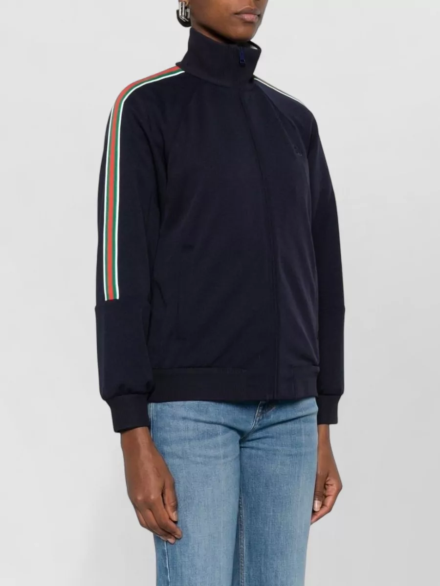 Gucci Technical Jersey High-Neck Ribbed-Trim Bomber Jacket