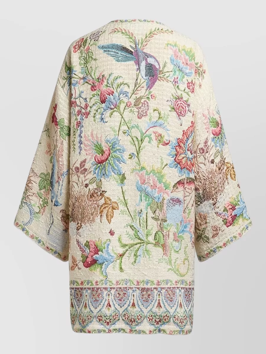 Etro Floral-Print Kimono-Sleeve Jacket
