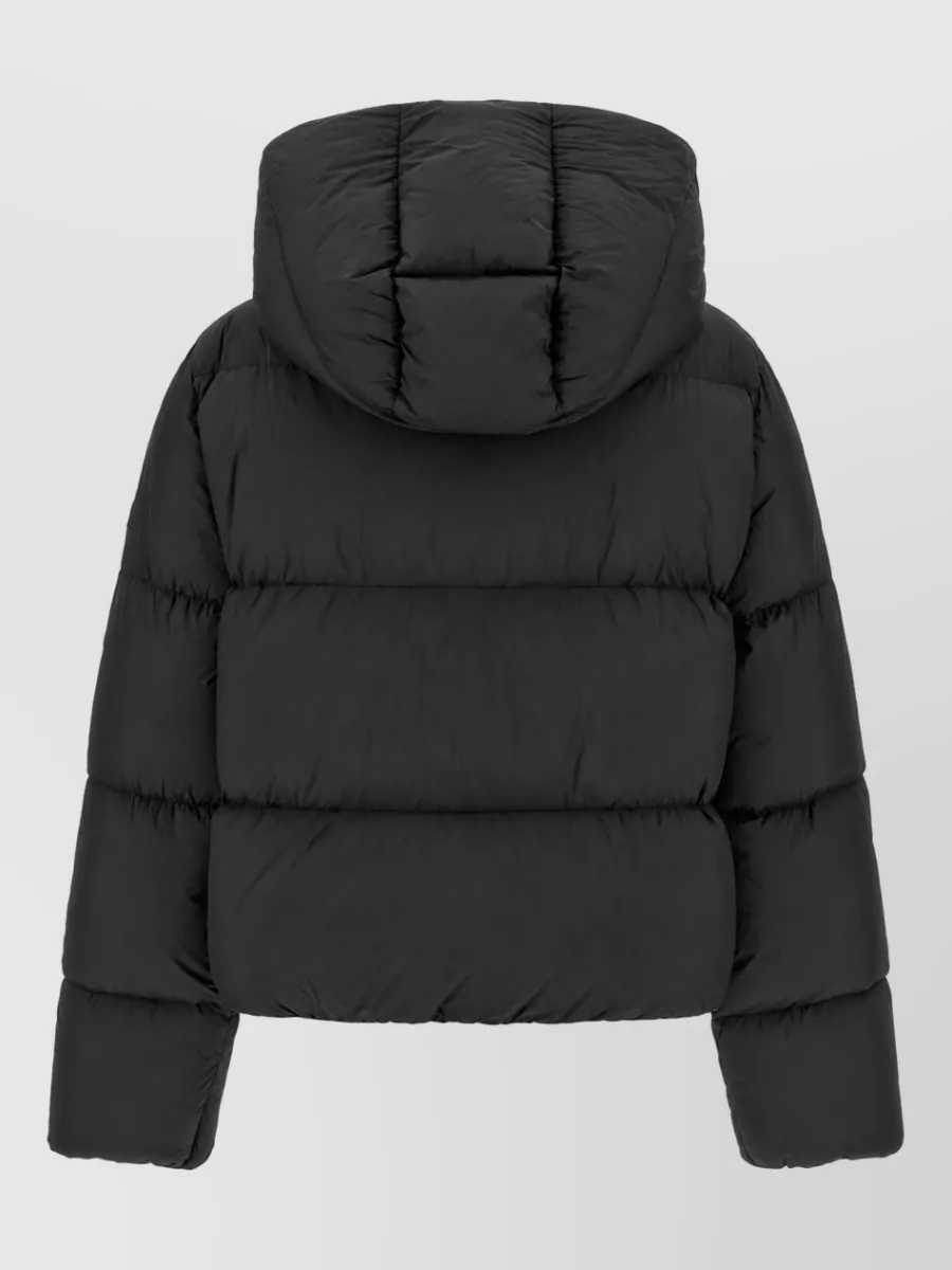 Ganni Down Cropped Hooded Quilted Puffer Jacket
