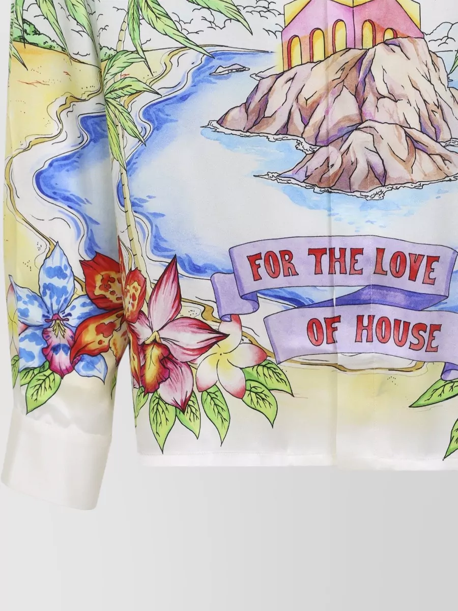 Casablanca Silk Printed Long-Sleeve Shirt