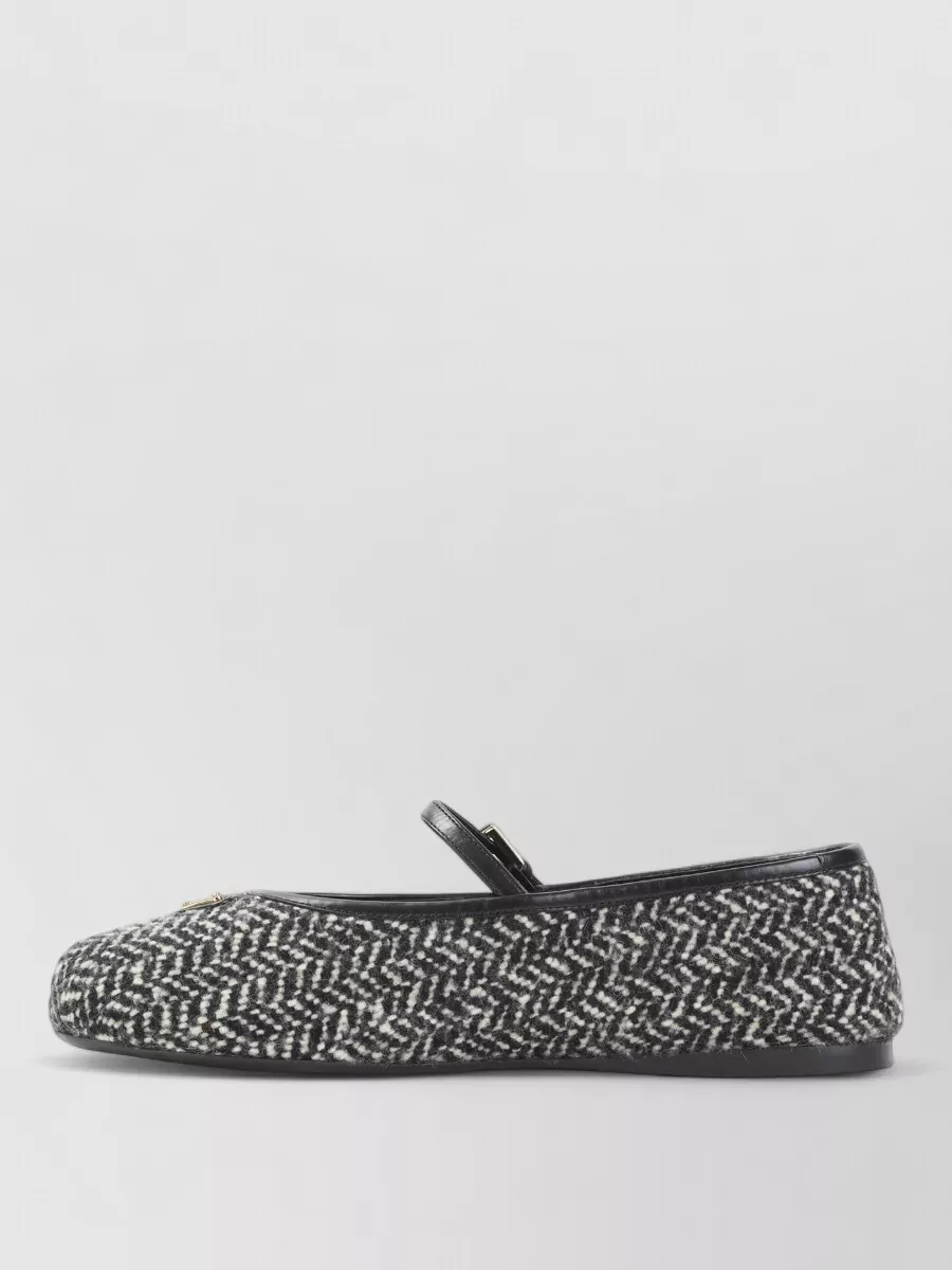Prada Wool Chevron Mary Jane Ballerina Shoes