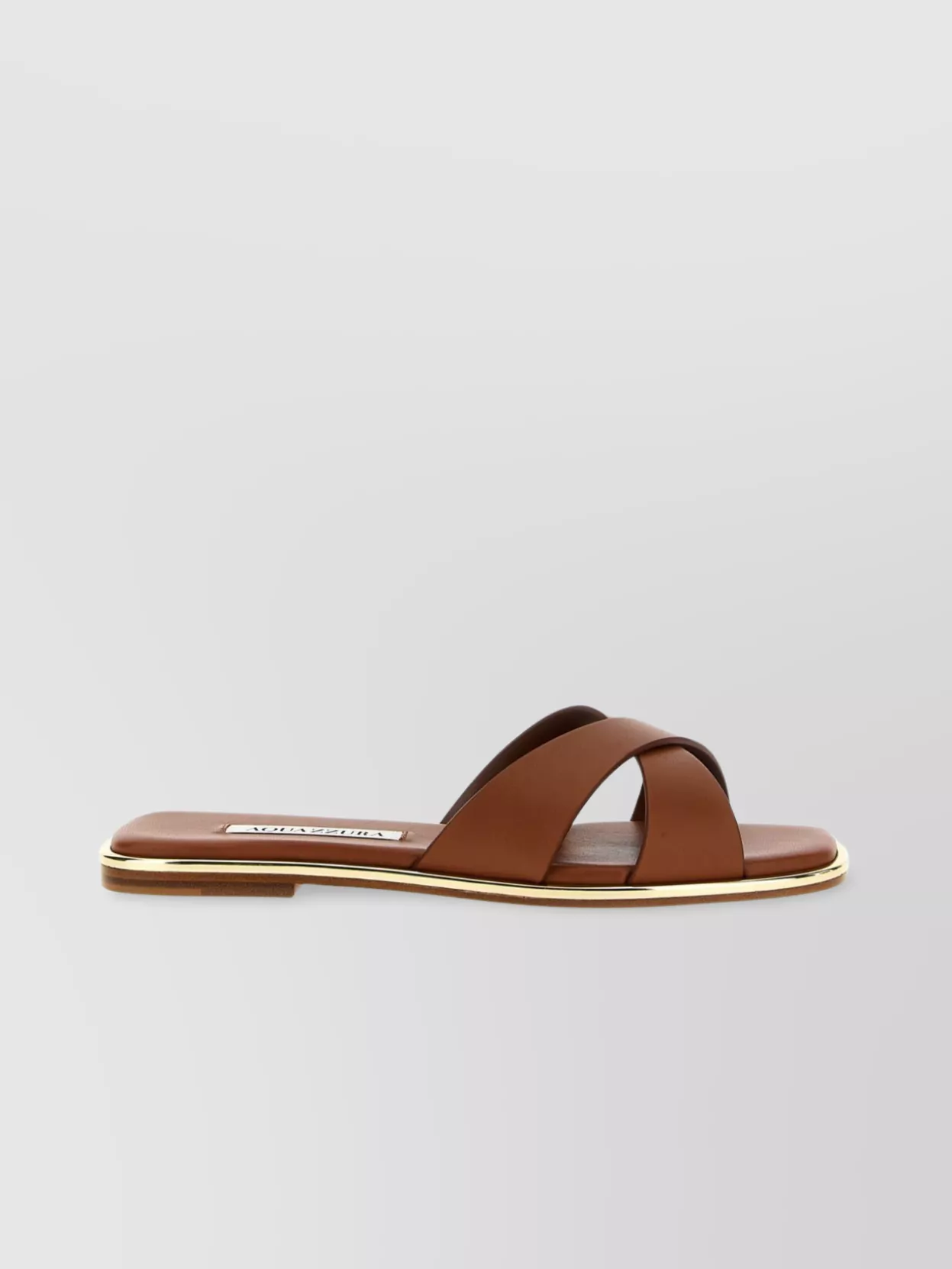 Aquazzura 'divine' Metallic Cross Strap Flat Sandals
