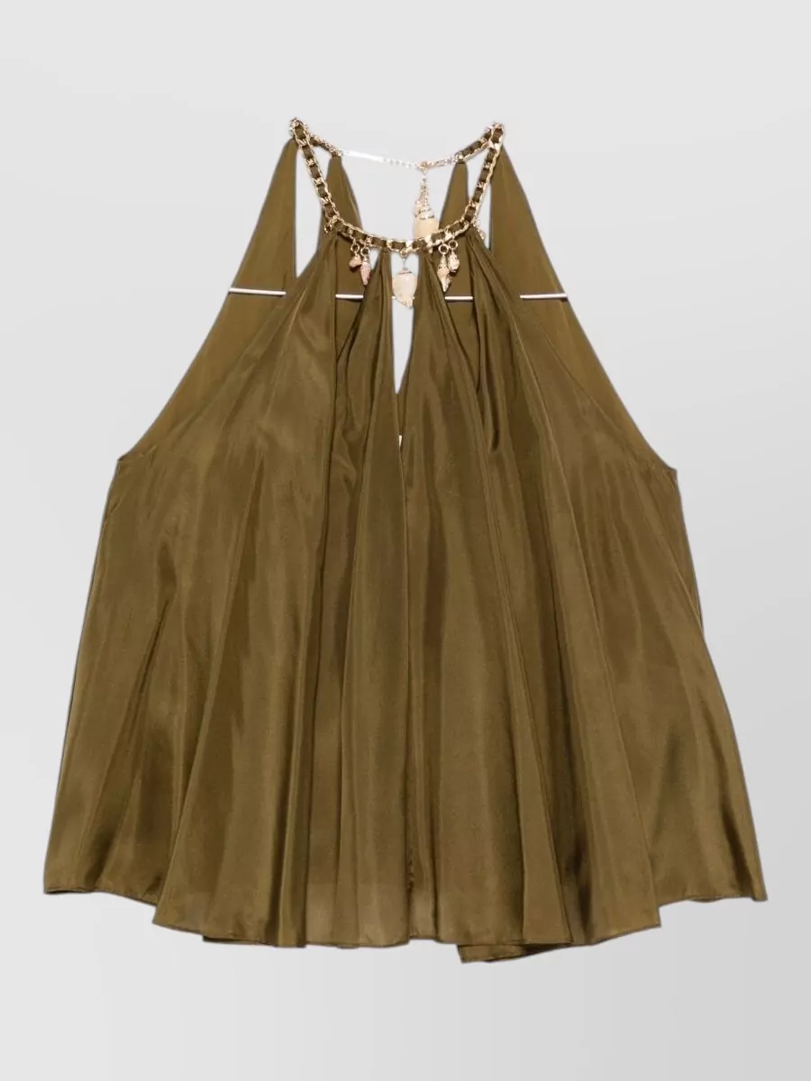 Zimmermann Silk pleated halterneck sleeveless blouse