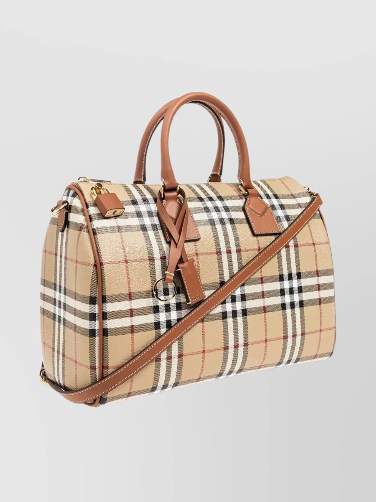 Burberry Medium Check Pattern Bowling Tote Bag