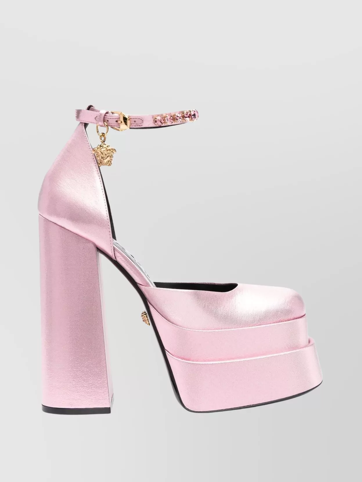 Shop Versace Glamorous Crystal-embellished Platform Sandals In Pastel