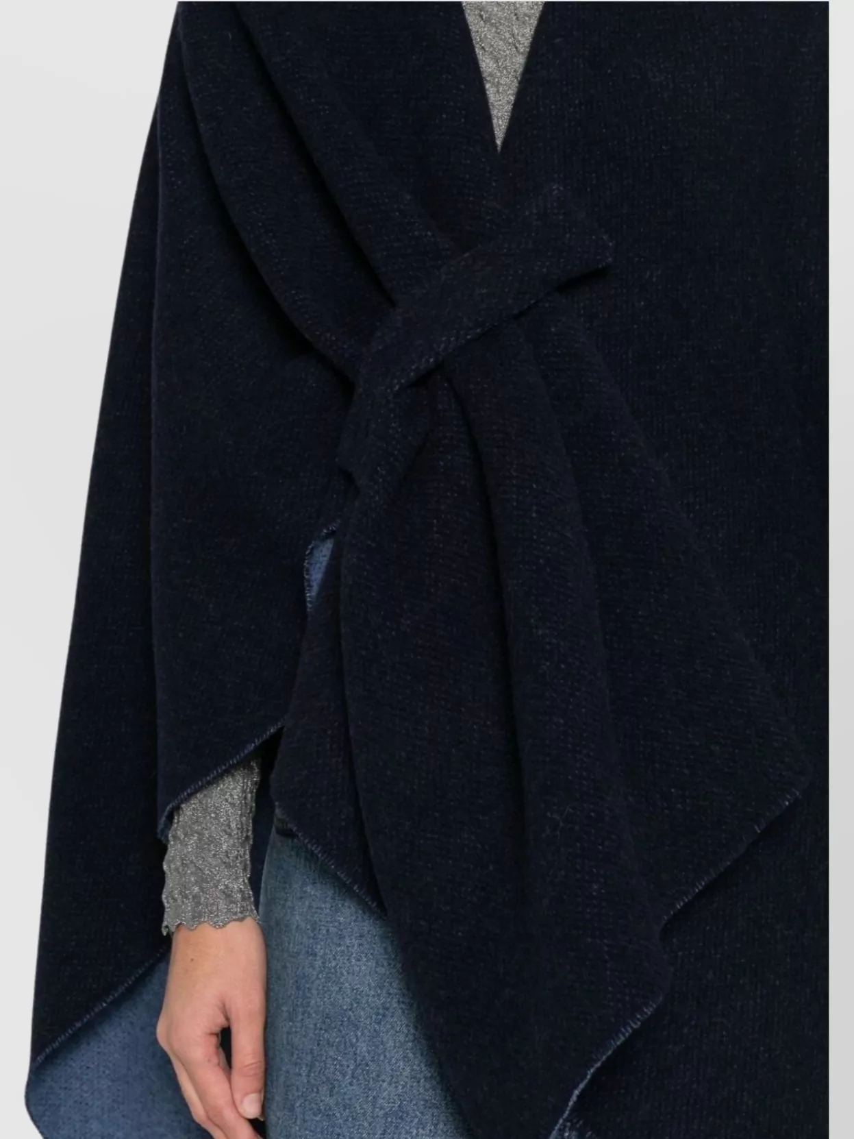 Emporio Armani Asymmetric Belted Two-Tone Wool Cape