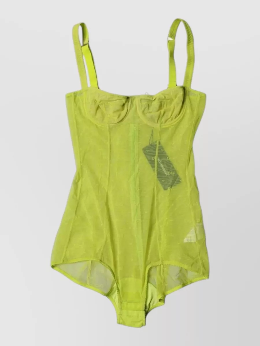 Dolce&Gabbana Sheer Mesh Sweetheart Neck Sleeveless Bodysuit