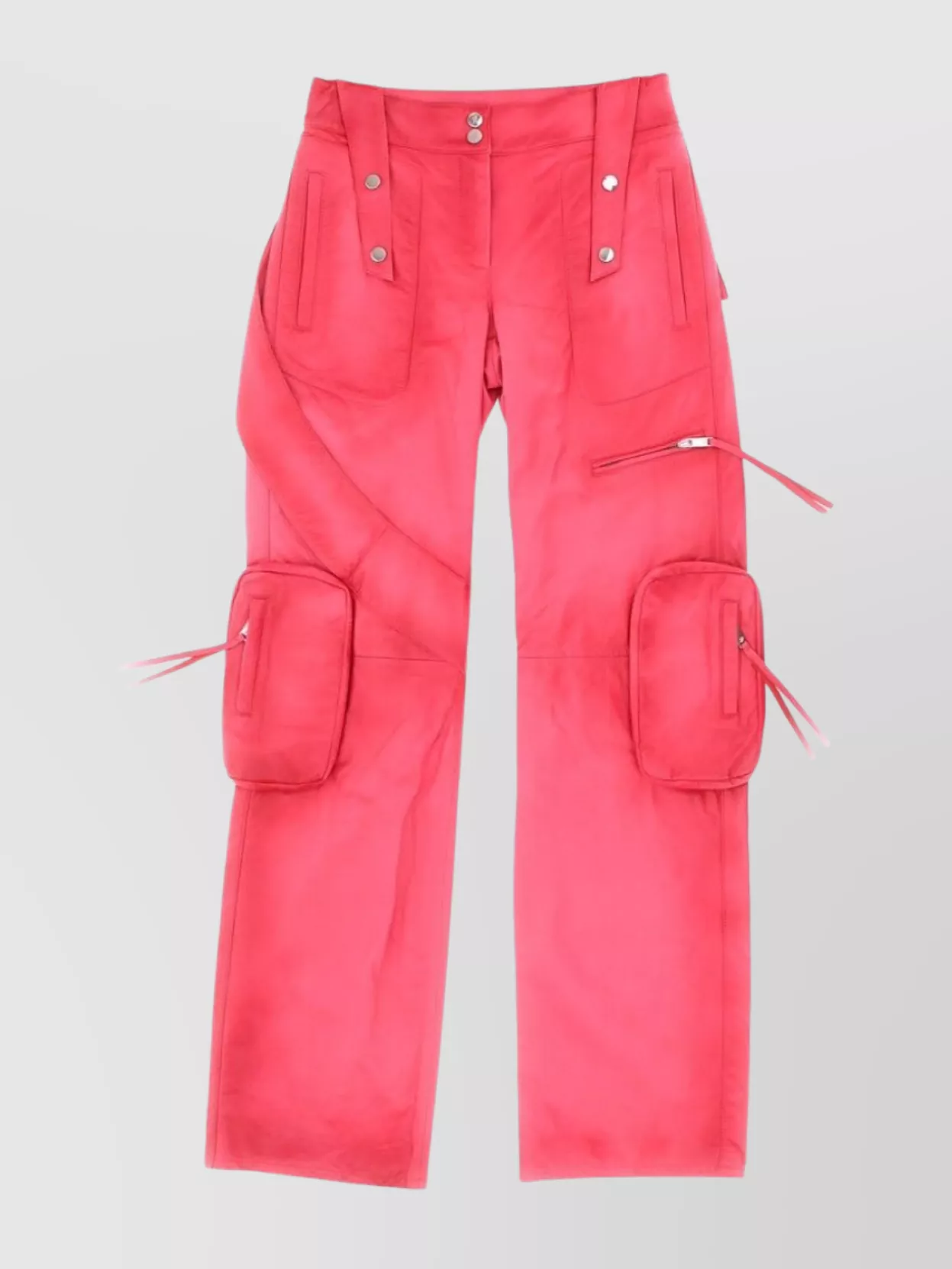 Shop Blumarine Leather Trousers With Cargo Pockets And Tassel Accents