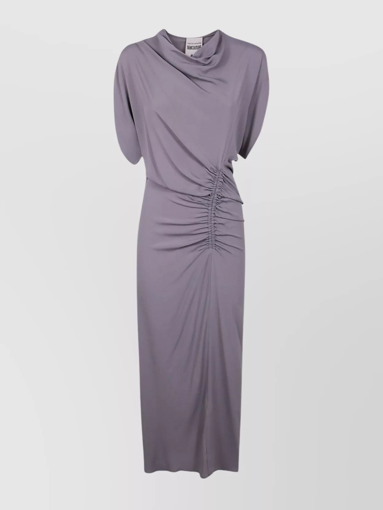 Semicouture Draped Neckline Midi Length Dress
