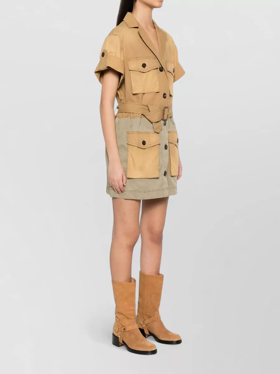Golden Goose Cotton Short-Sleeve Belted Mini Dress