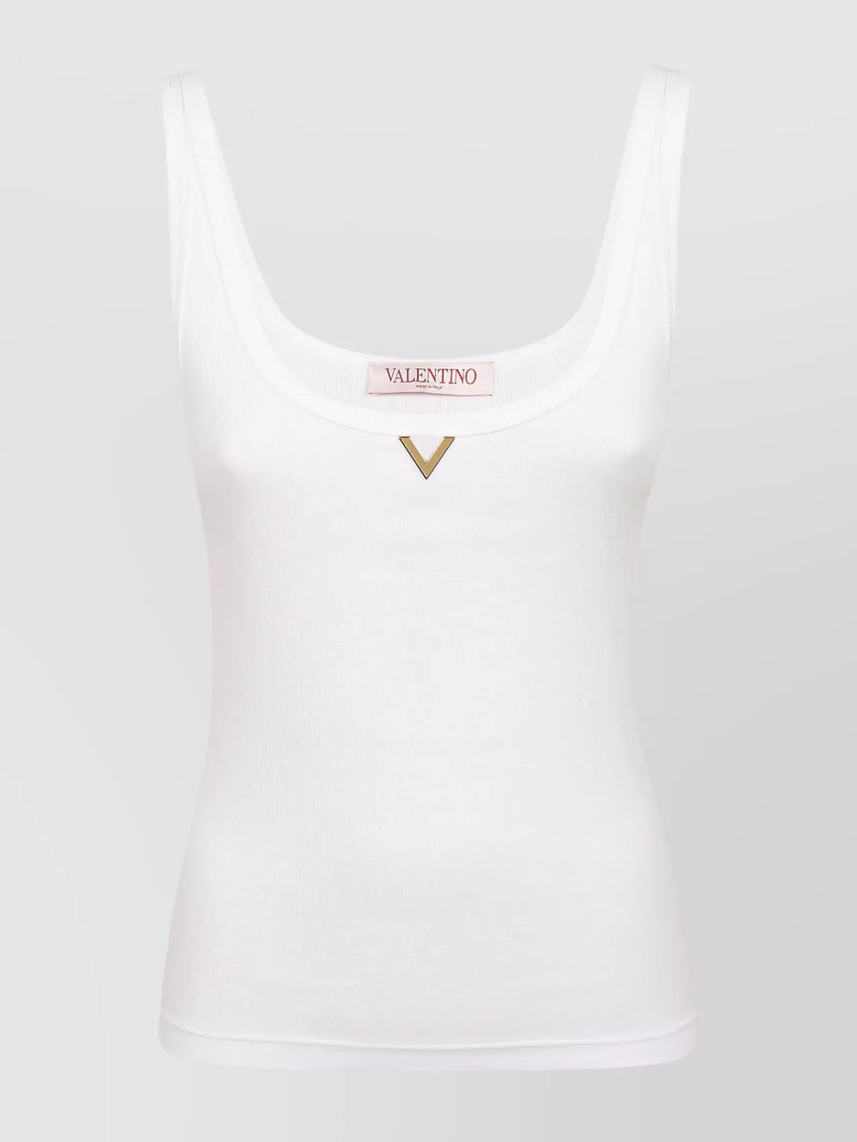 Shop Valentino Cotton Ribbed Scoop Neck Sleeveless Top