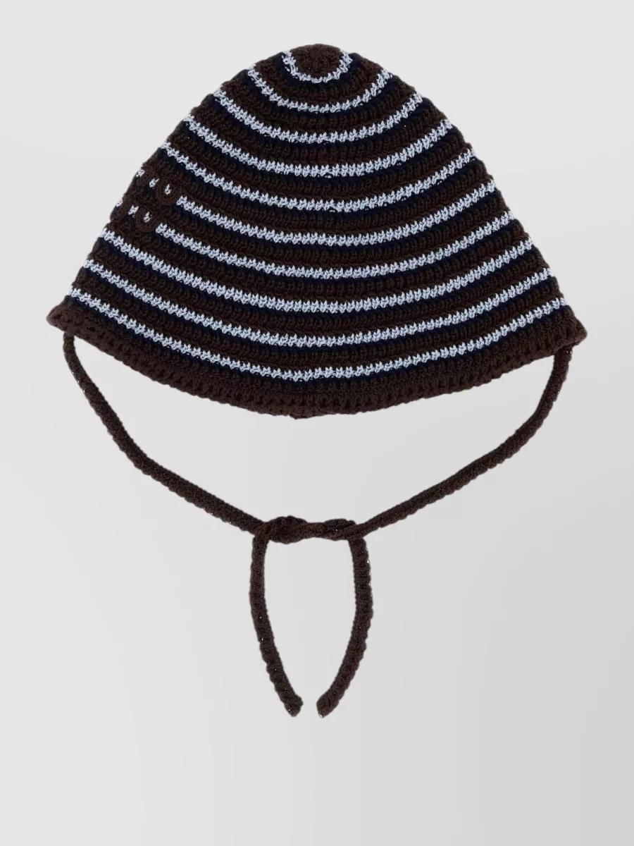 Miu Miu Striped Crochet Bucket Hat