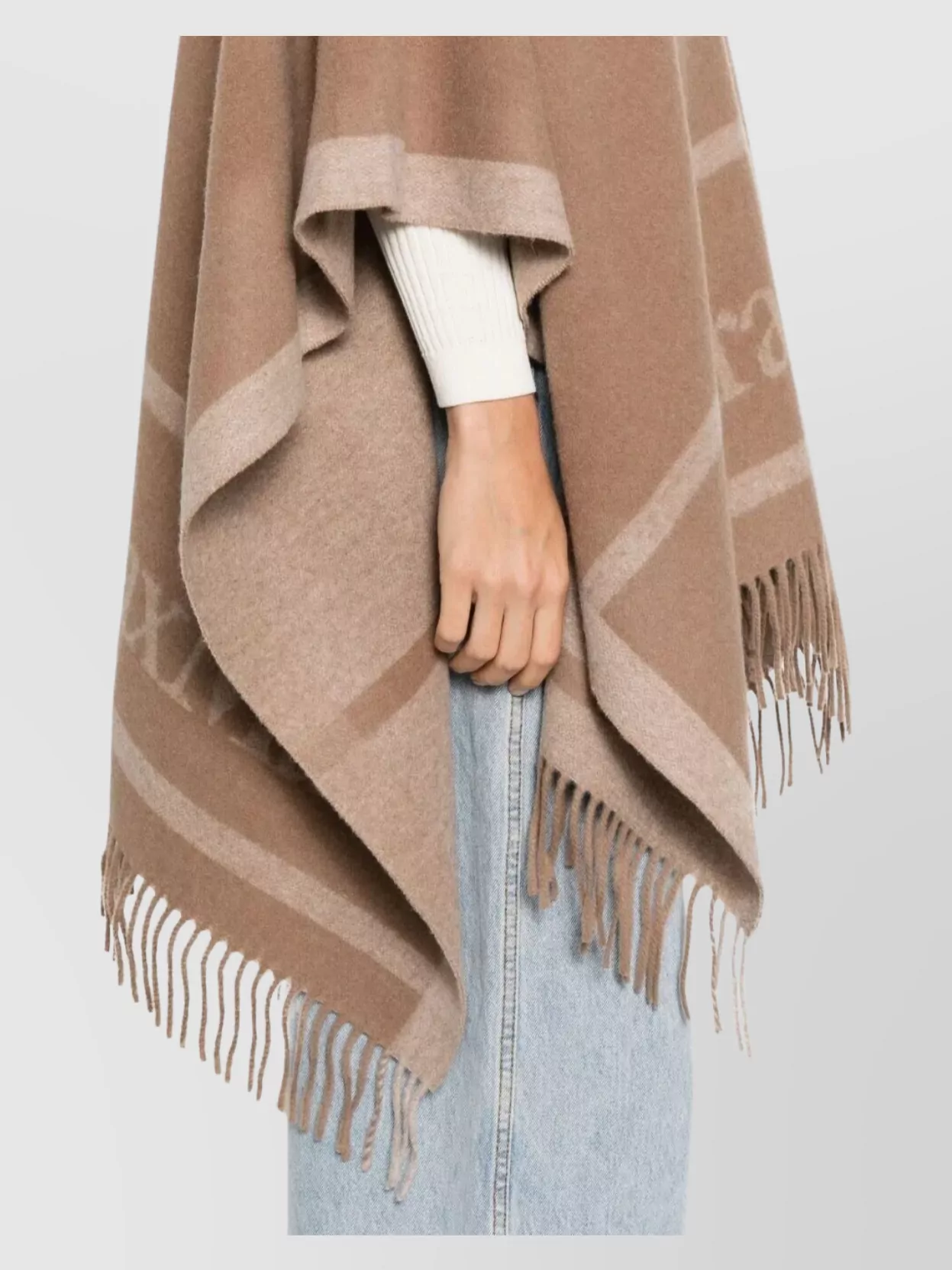S Max Mara Fringe Trim Texture Cape