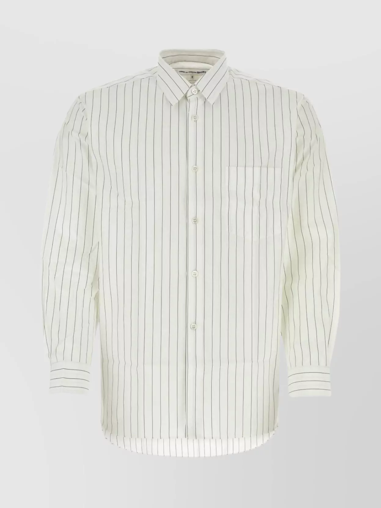 Shop Comme Des Garçons Striped Poplin Shirt Cuffed Sleeves