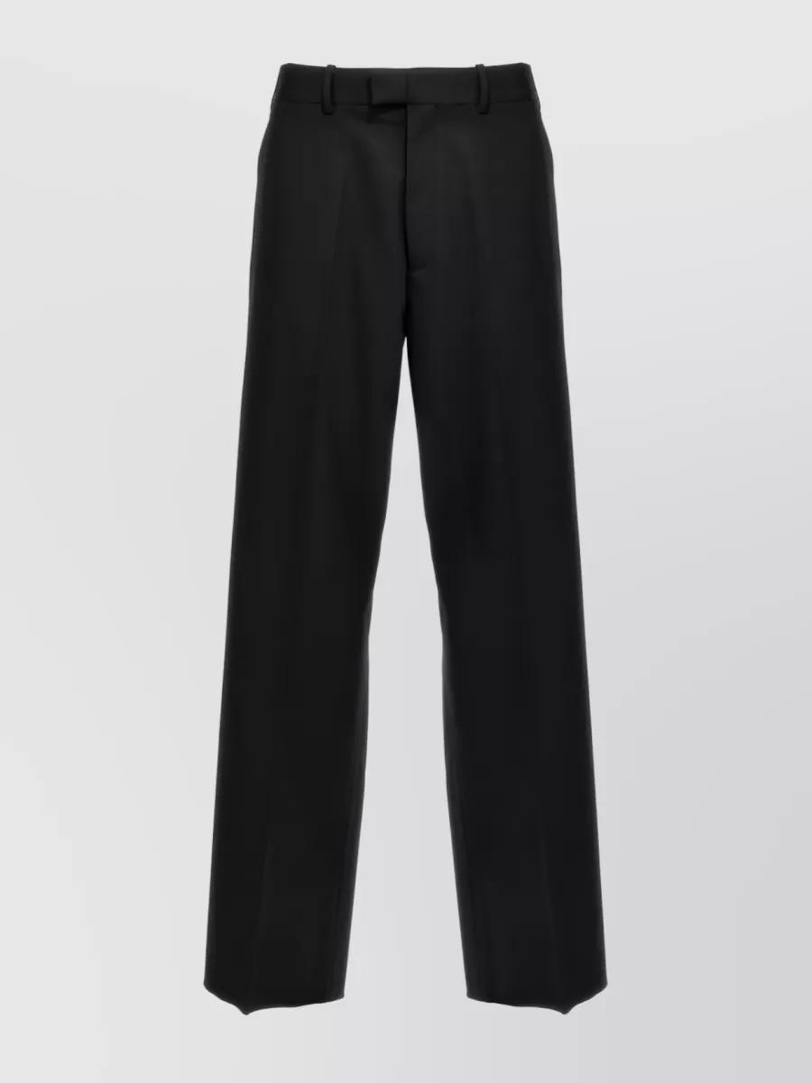 Shop Raf Simons Streamlined Wool Blend Trousers In Black