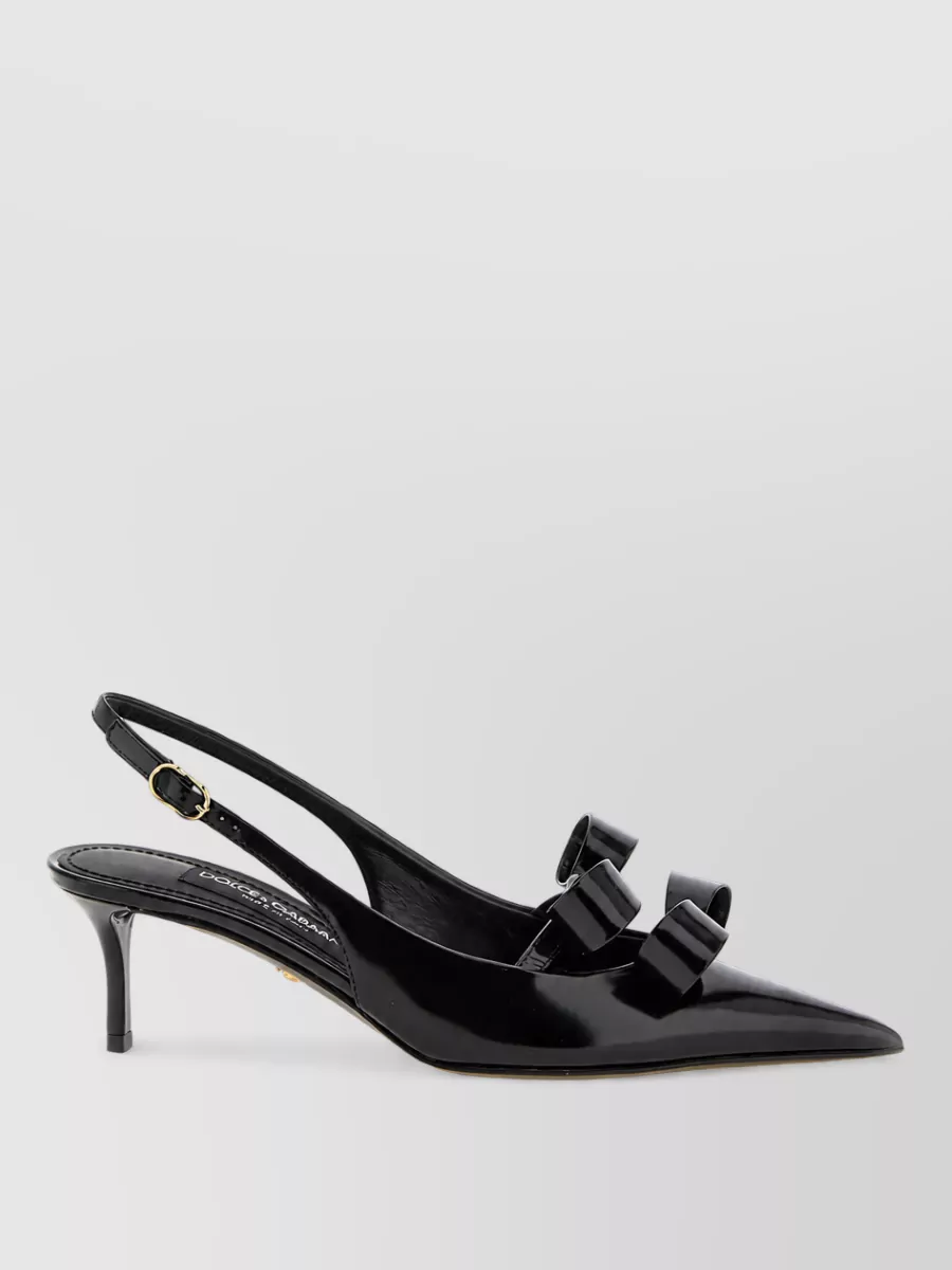 Dolce&Gabbana Patent Leather Bow Slingback Mules