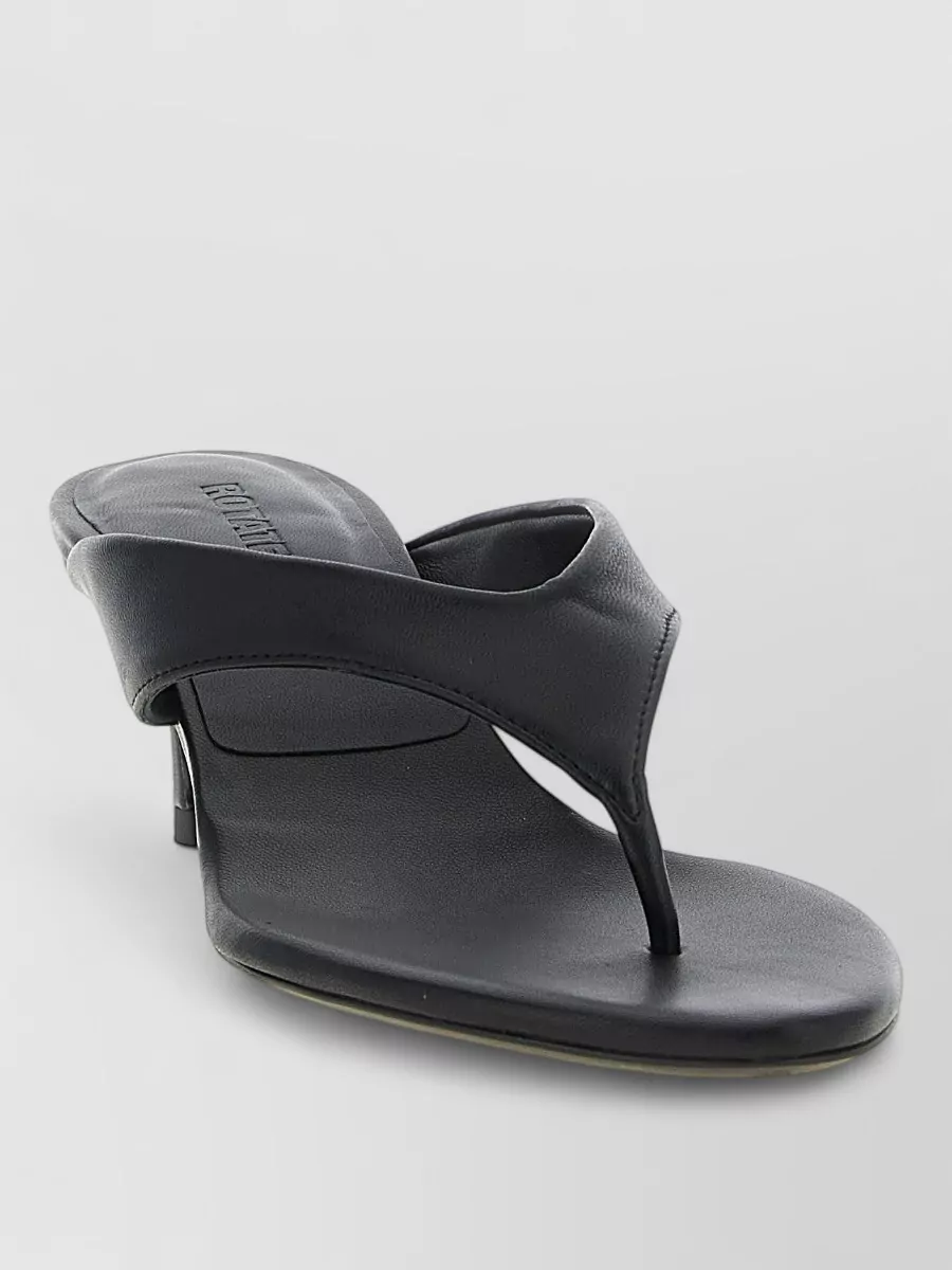 Rotate Birger Christensen Leather Kitten Heel Open Toe Mules In Black