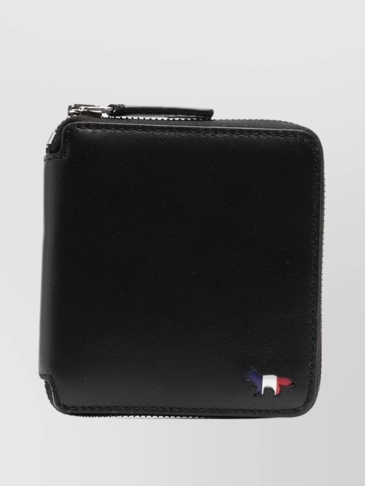 Maison Kitsuné Fox Motif Zip Wallet In Black