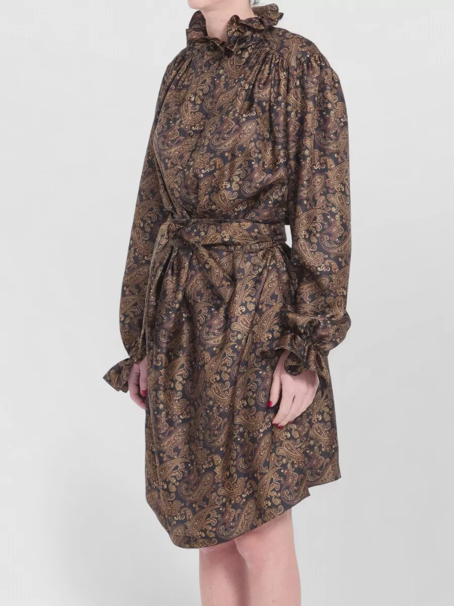 Saint Laurent Paisley Silk Twill Knee Length Dress