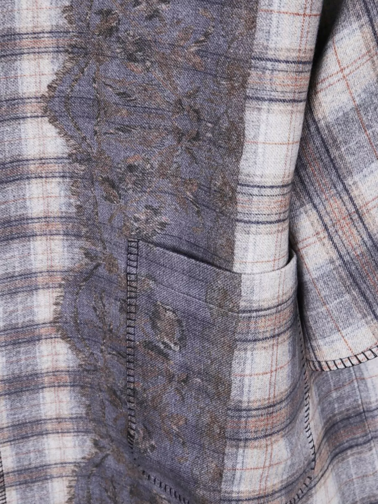 Pierre Louise Mascia Long Plaid Kimono Front Pockets