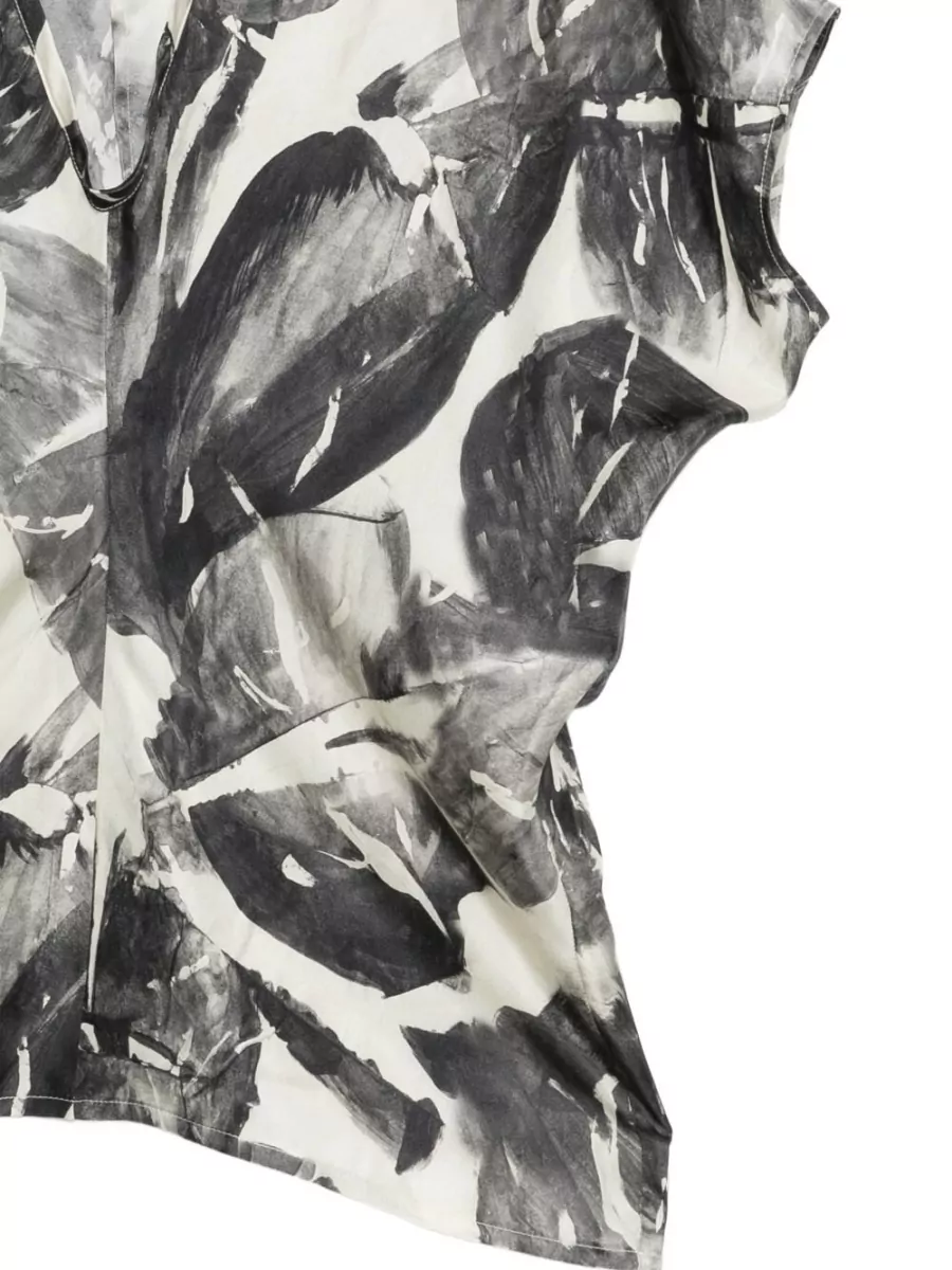 Alysi Printed Silk V-Neck Short-Sleeve Blouse